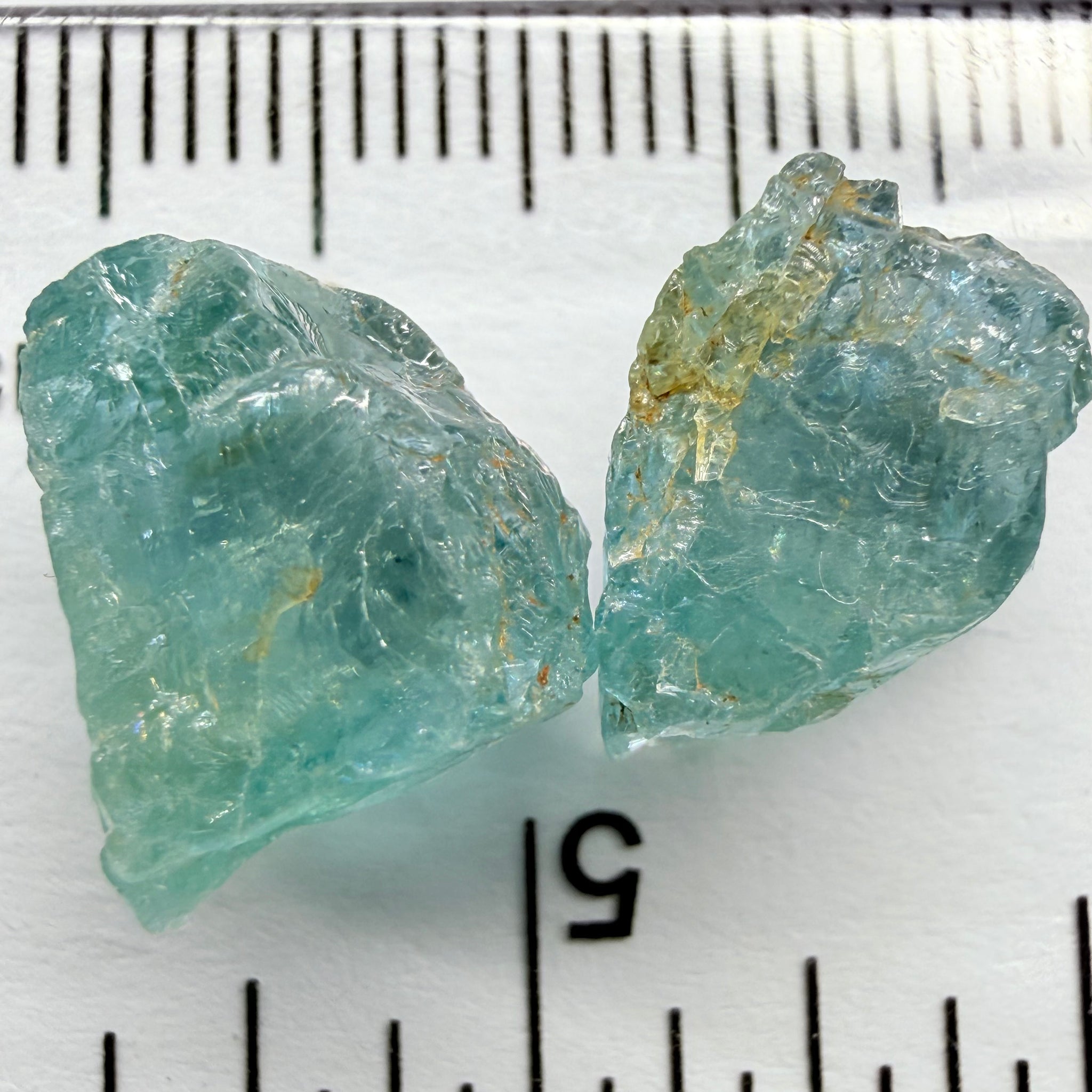 Aquamarine 2pcs, 13.23ct tw, Songea, Tanzania, Untreated Unheated, slightly to moderately included