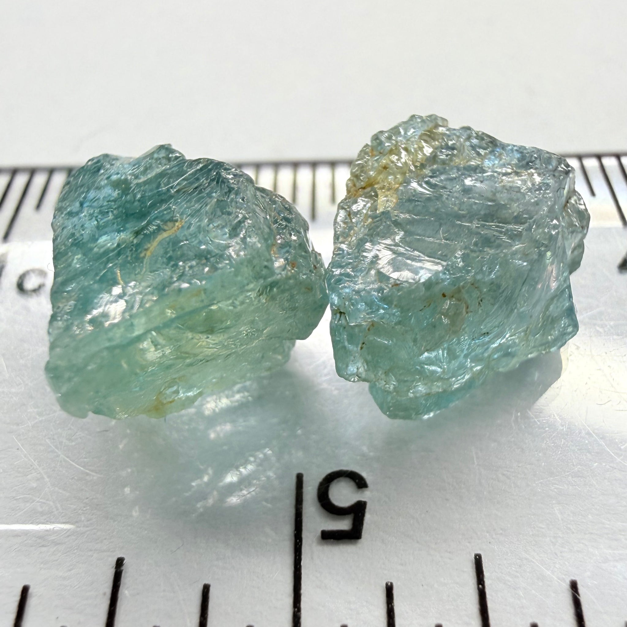 Aquamarine 2pcs, 13.23ct tw, Songea, Tanzania, Untreated Unheated, slightly to moderately included