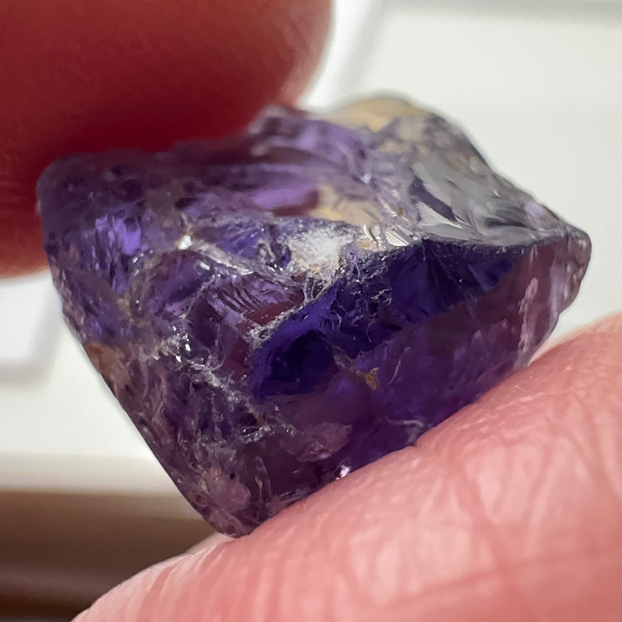 Purple Scapolite Crystal, 12.14ct, Tanzania, Untreated Unheated. Has a dividing crack, will need to be sawed, one side will be vvs-if clean, the other will be the same but will need some inclusions on the outside removed.