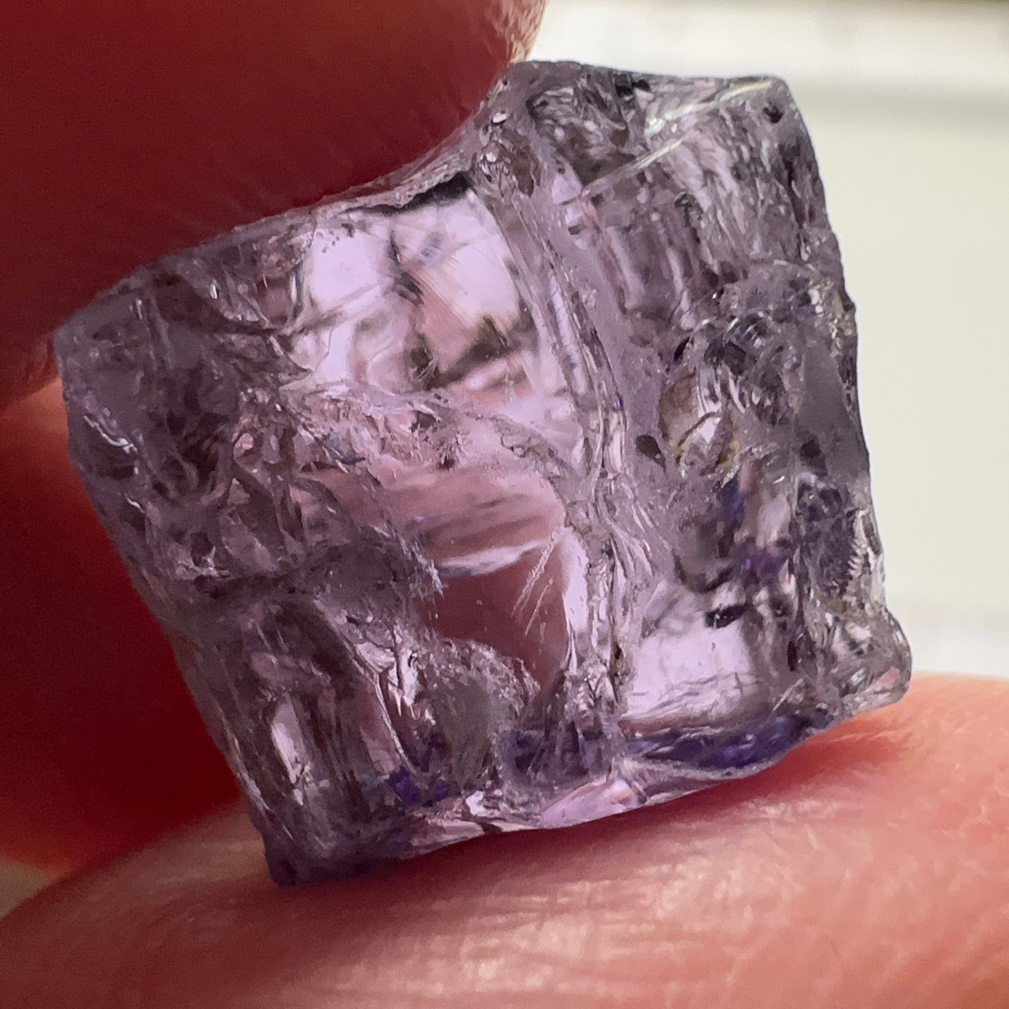 Purple Scapolite Crystal, 12.14ct, Tanzania, Untreated Unheated. Has a dividing crack, will need to be sawed, one side will be vvs-if clean, the other will be the same but will need some inclusions on the outside removed.