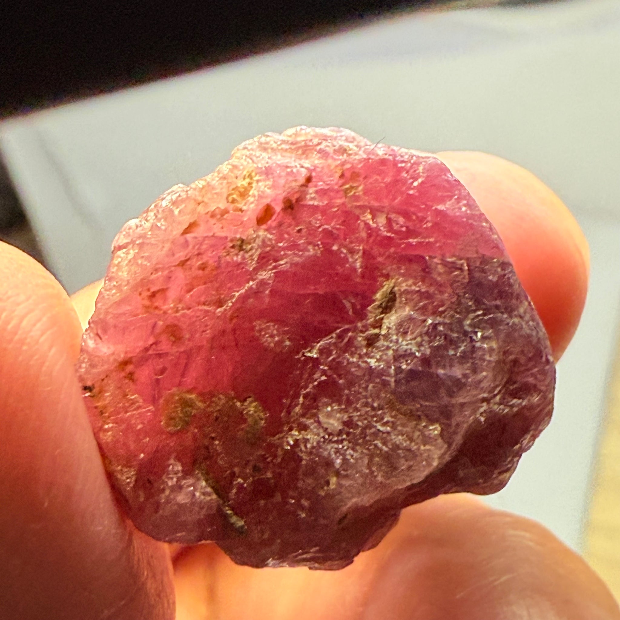 Ruby/Sapphire Crystal, Untreated Unheated, Tanzania, a dab of oil will remove the white dryness on the skin, Translucent, 63.88ct