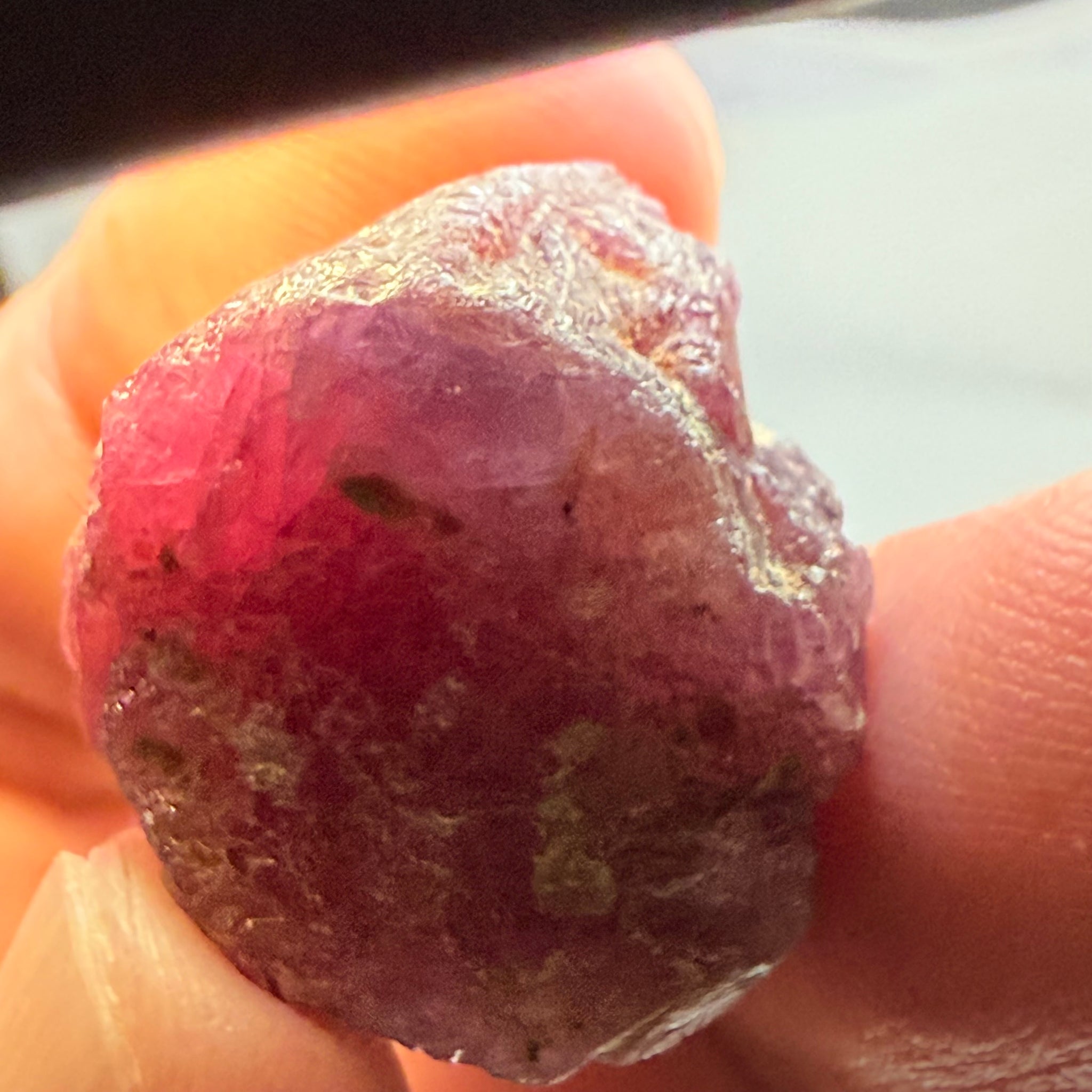 Ruby/Sapphire Crystal, Untreated Unheated, Tanzania, a dab of oil will remove the white dryness on the skin, Translucent, 63.88ct