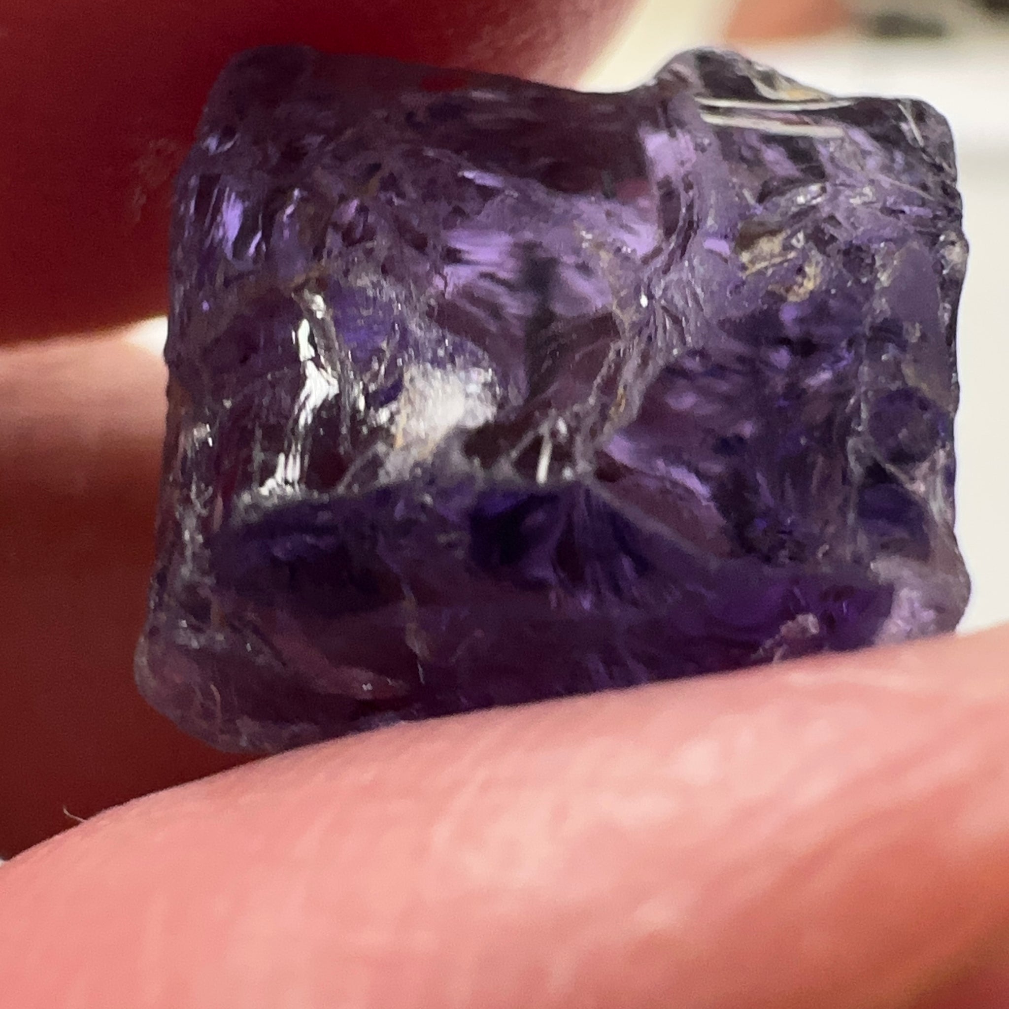 Purple Scapolite Crystal, 12.14ct, Tanzania, Untreated Unheated. Has a dividing crack, will need to be sawed, one side will be vvs-if clean, the other will be the same but will need some inclusions on the outside removed.