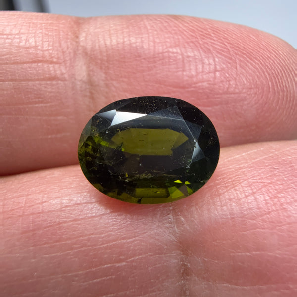 Chrome Tourmaline, 3.81ct, Tanzania, Untreated Unheated, native cut, a little too dark, see pictures, slight inclusions and slight scratches, but priced well if you can use it, photos in different lights as usual.