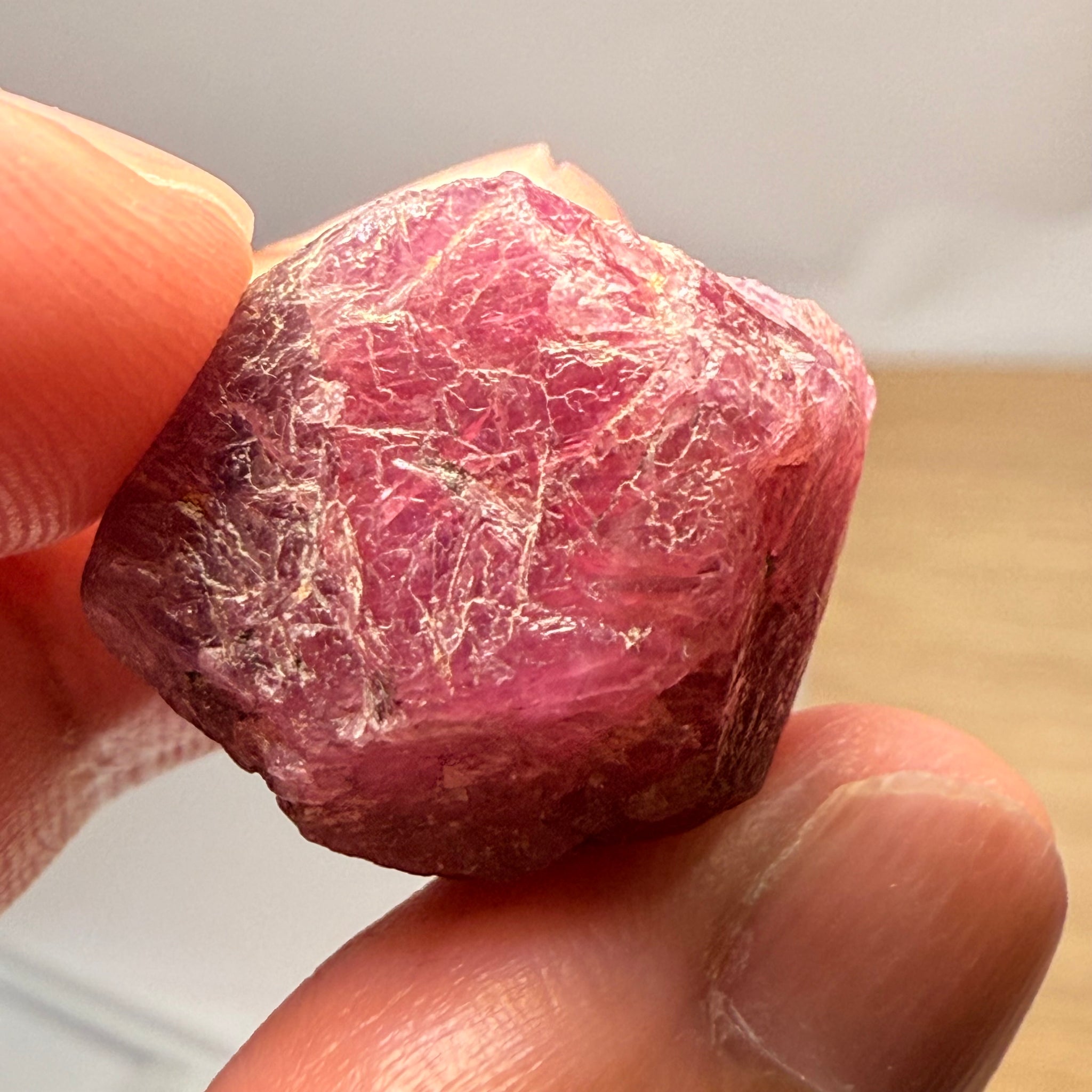 Ruby/Sapphire Crystal, Untreated Unheated, Tanzania, a dab of oil will remove the white dryness on the skin, Translucent, 63.88ct