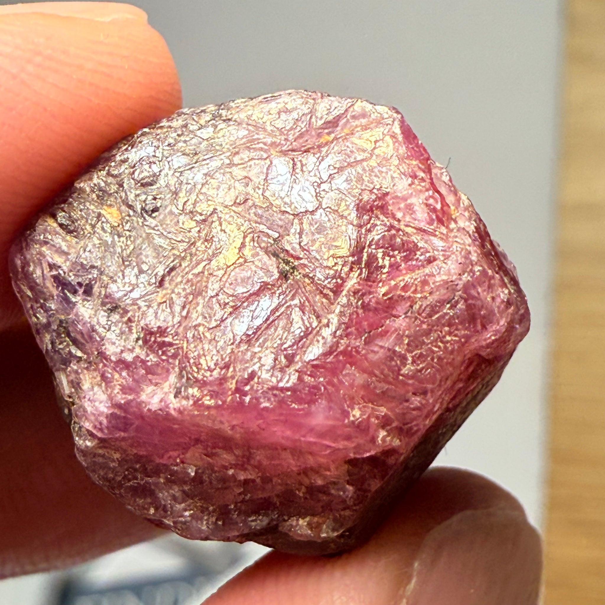 Ruby/Sapphire Crystal, Untreated Unheated, Tanzania, a dab of oil will remove the white dryness on the skin, Translucent, 63.88ct