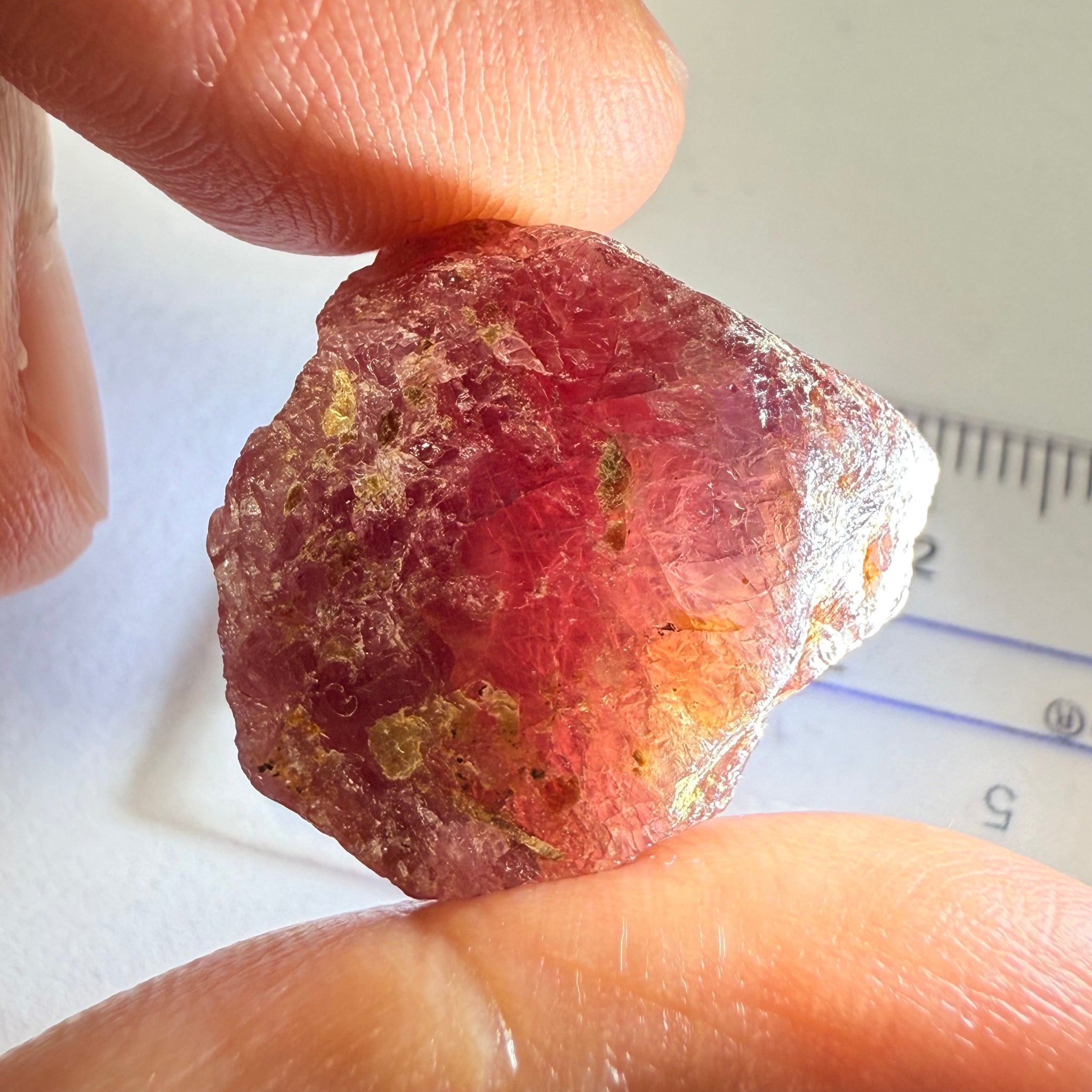 Ruby/Sapphire Crystal, Untreated Unheated, Tanzania, a dab of oil will remove the white dryness on the skin, Translucent, 63.88ct