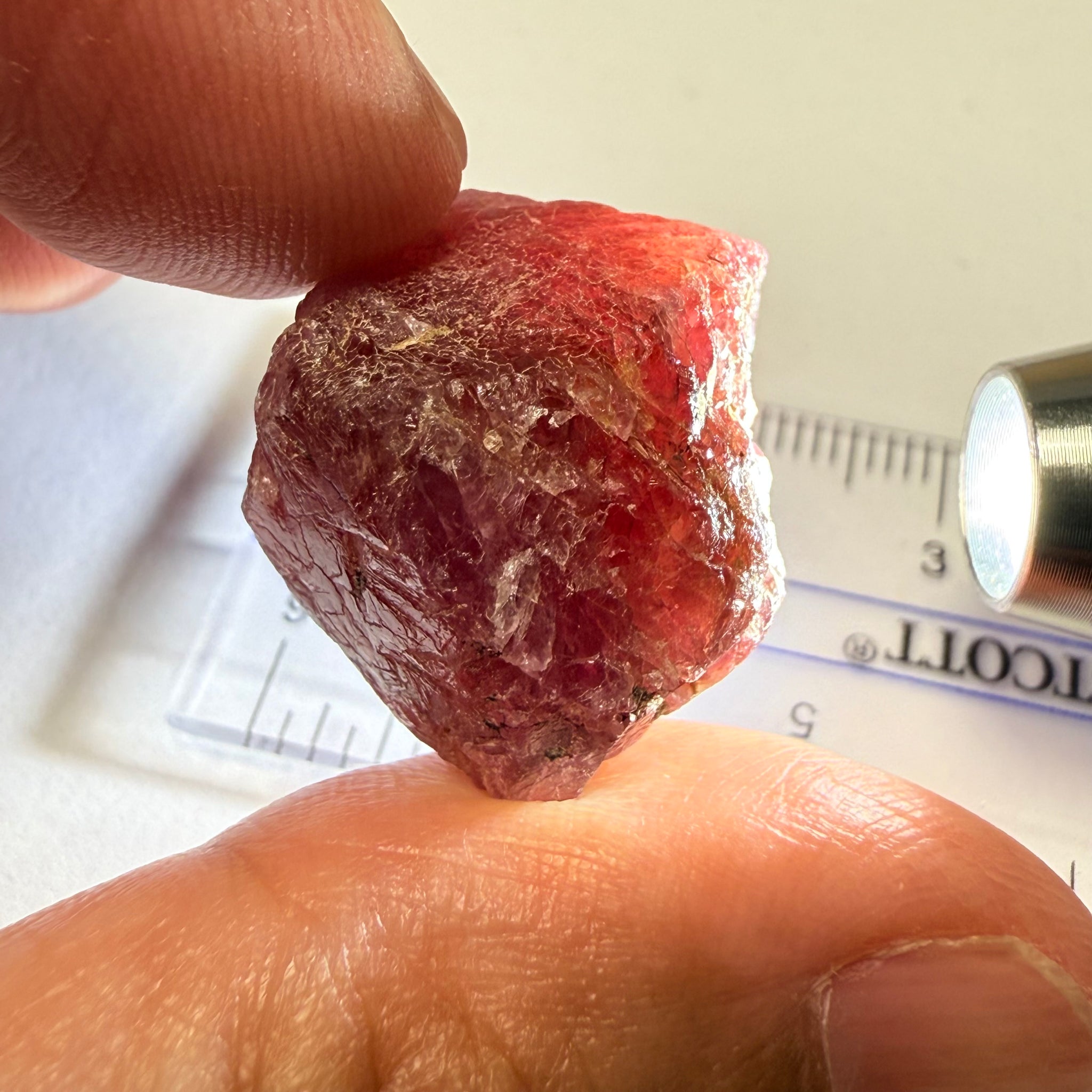 Ruby/Sapphire Crystal, Untreated Unheated, Tanzania, a dab of oil will remove the white dryness on the skin, Translucent, 63.88ct