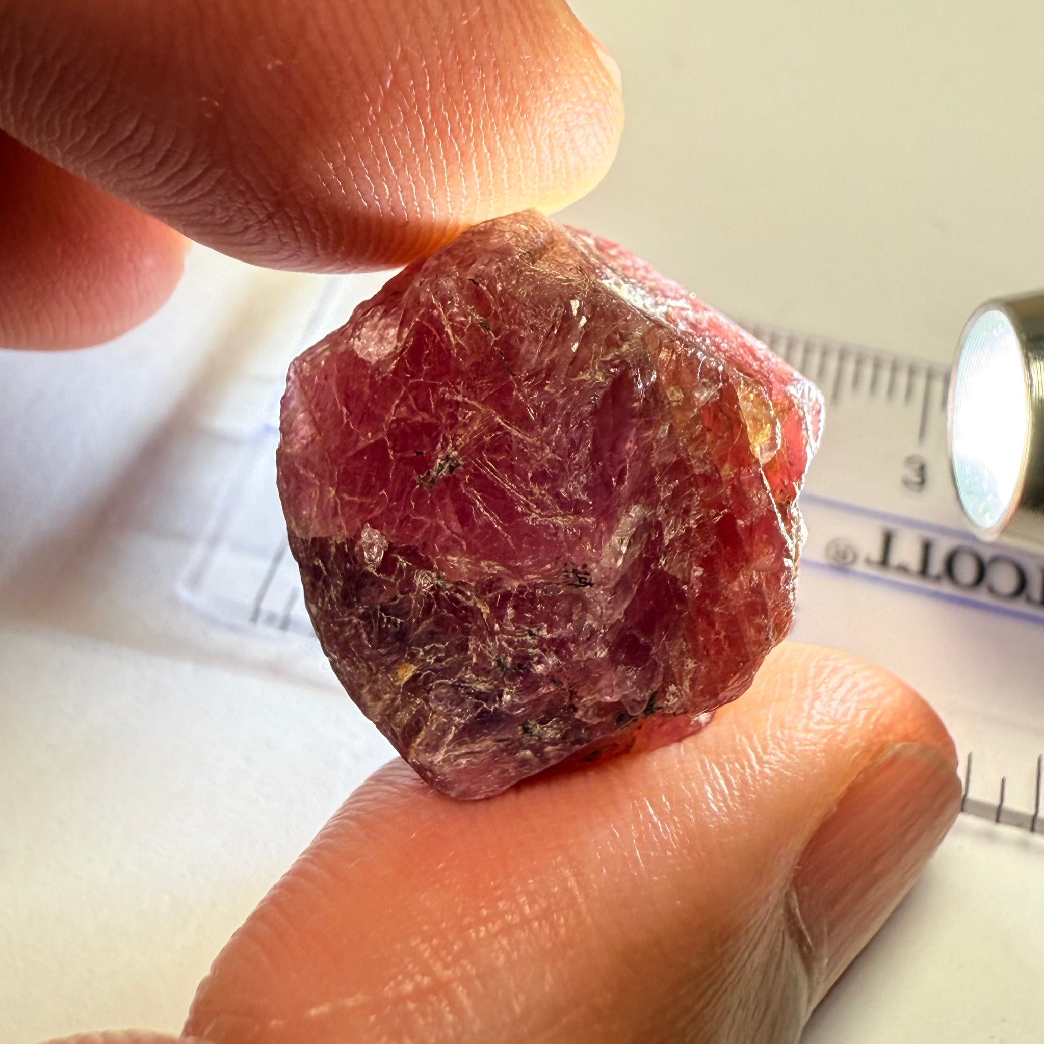Ruby/Sapphire Crystal, Untreated Unheated, Tanzania, a dab of oil will remove the white dryness on the skin, Translucent, 63.88ct