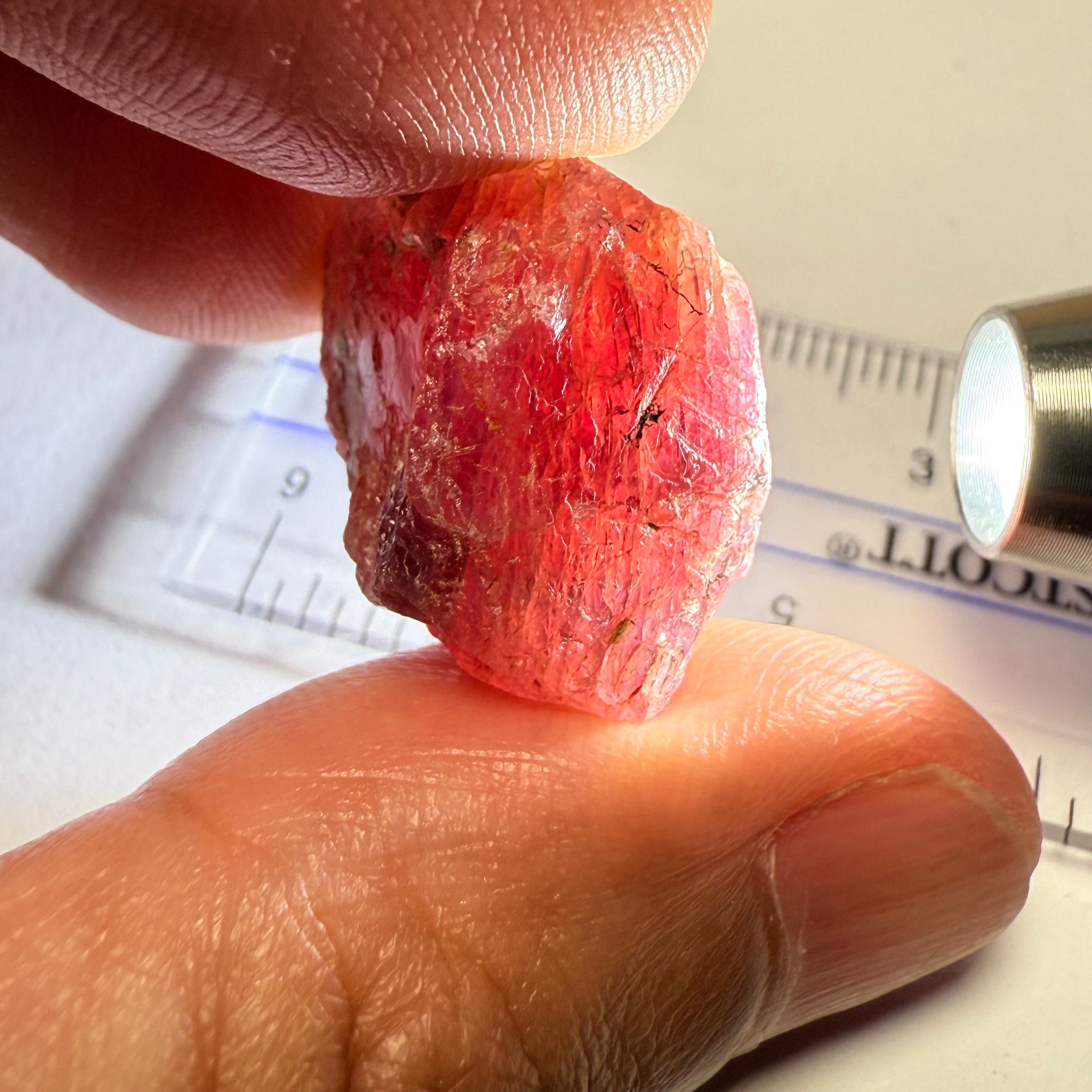 Ruby/Sapphire Crystal, Untreated Unheated, Tanzania, a dab of oil will remove the white dryness on the skin, Translucent, 63.88ct