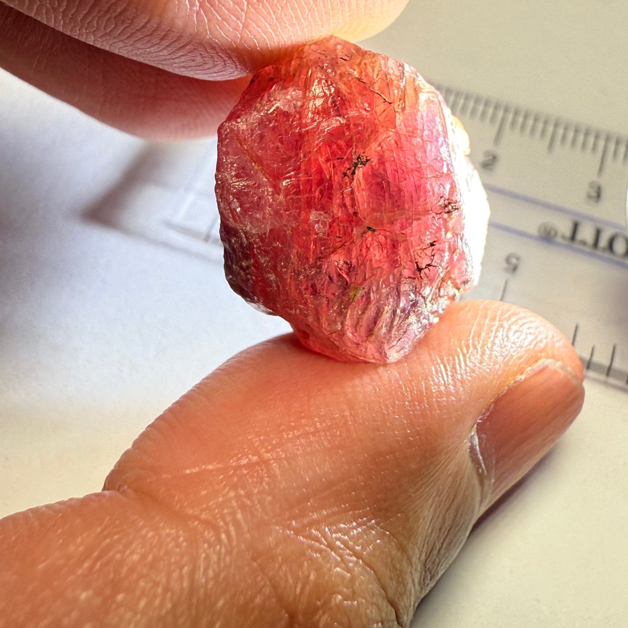 Ruby/Sapphire Crystal, Untreated Unheated, Tanzania, a dab of oil will remove the white dryness on the skin, Translucent, 63.88ct