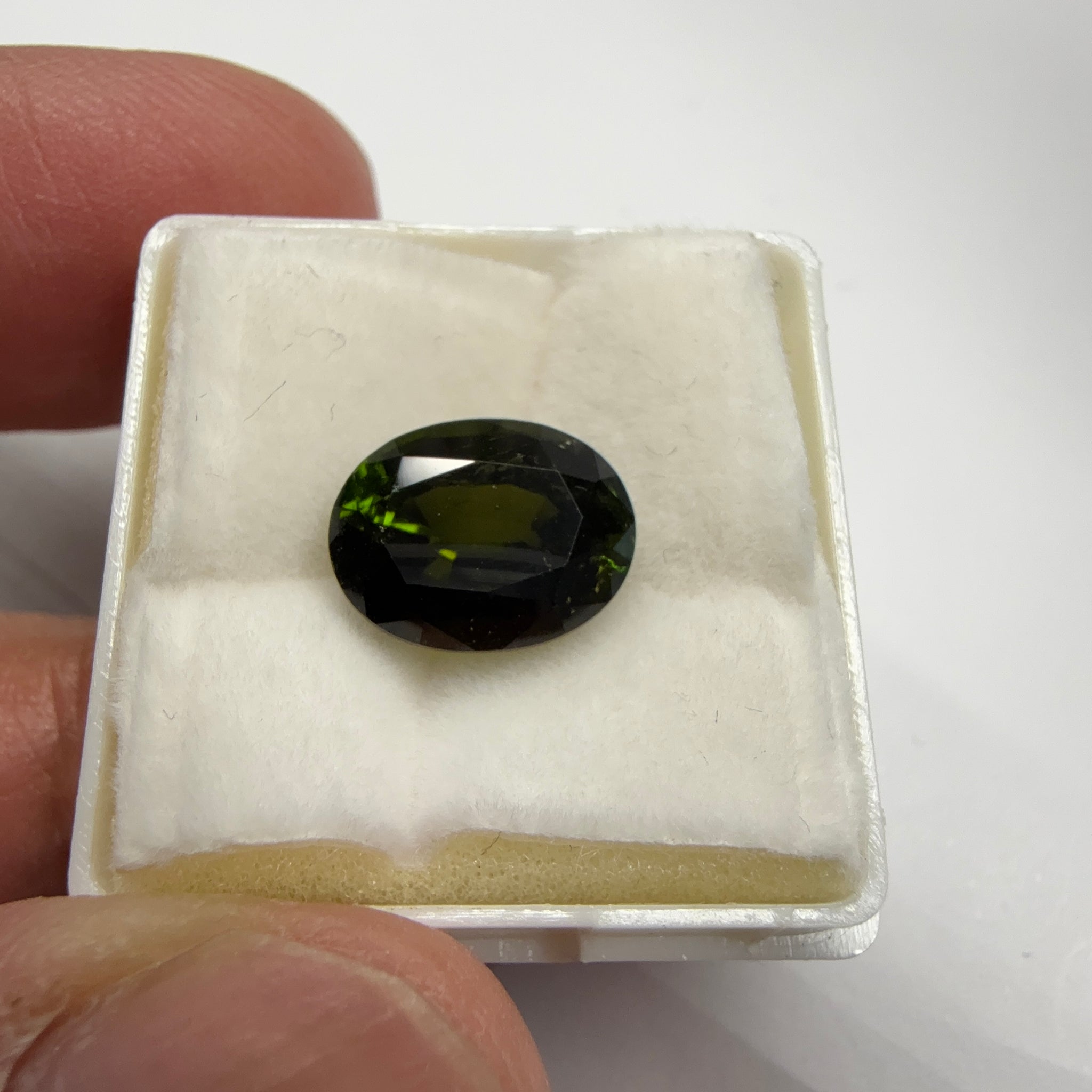 Chrome Tourmaline, 3.81ct, Tanzania, Untreated Unheated, native cut, a little too dark, see pictures, slight inclusions and slight scratches, but priced well if you can use it, photos in different lights as usual.