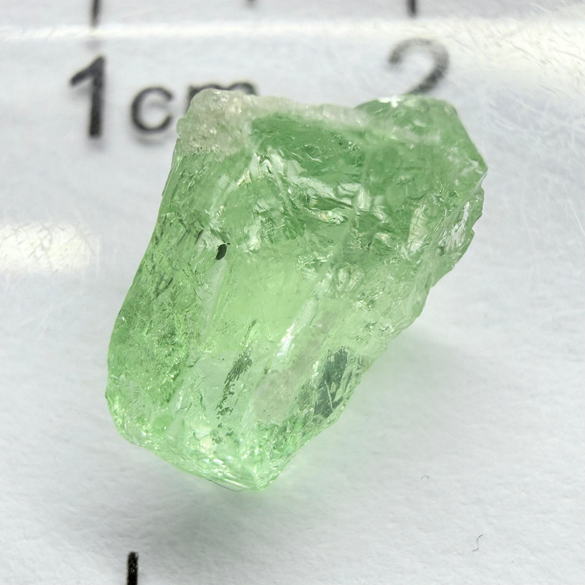 Merelani Mint Garnet, 2.69ct, Tanzania, Untreated Unheated, vvs, slight gunk at one end to remove, flat shape