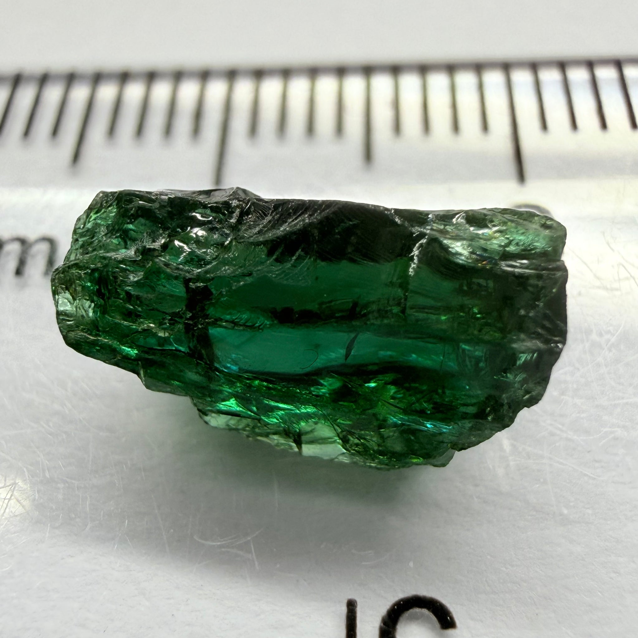 Tanzanite / Zoisite Crystal Specimen, 3.41ct, Merelani, Tanzania. Unheated Unheated, faceting portion in the center, major crack on the side circled in next pic