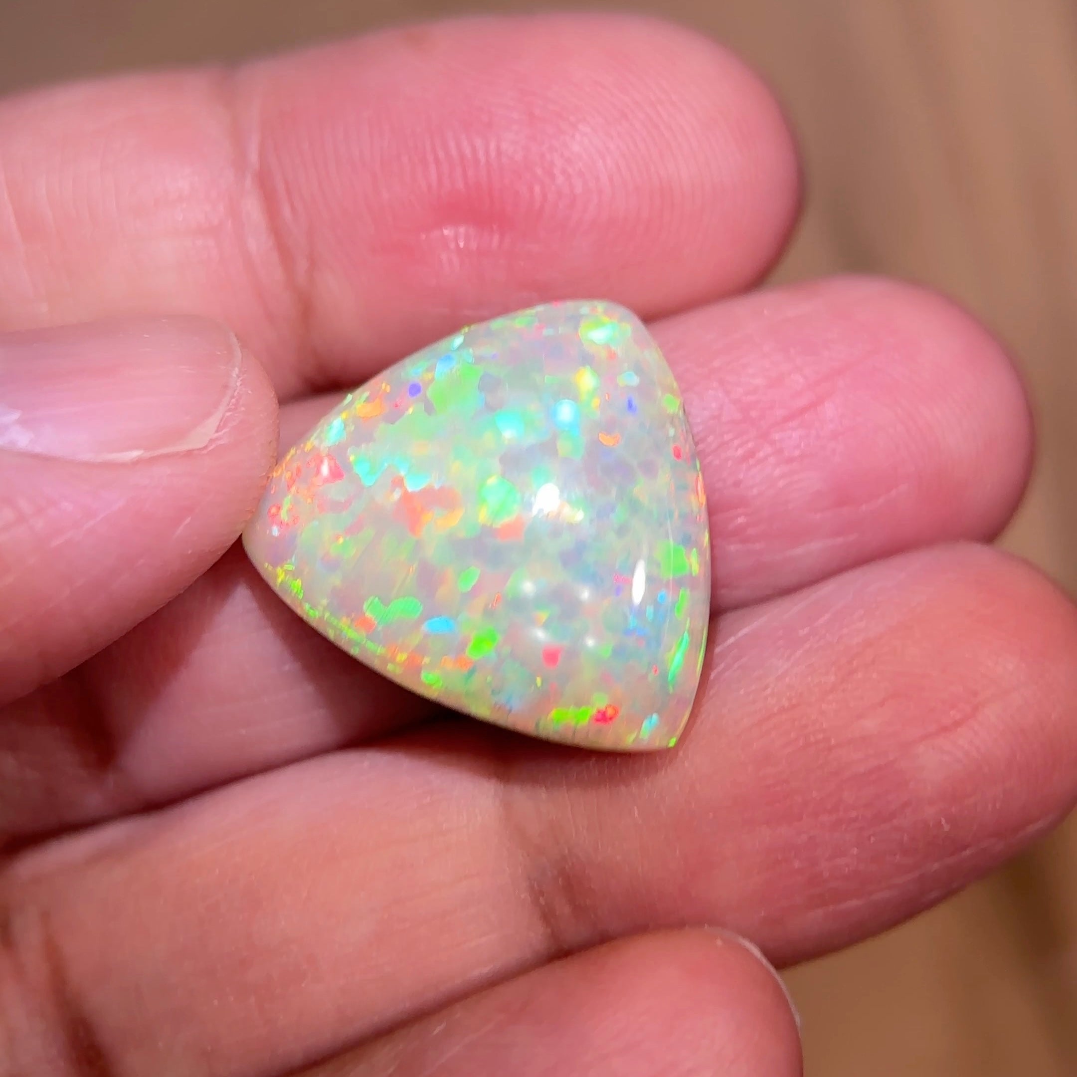 16.49ct Extremely Vivid Honeycomb Pattern Ethiopian Welo Opal, Untreated Unheated, very rare vividness and colour pattern balance, high end stone, see videos, taken in different lights
