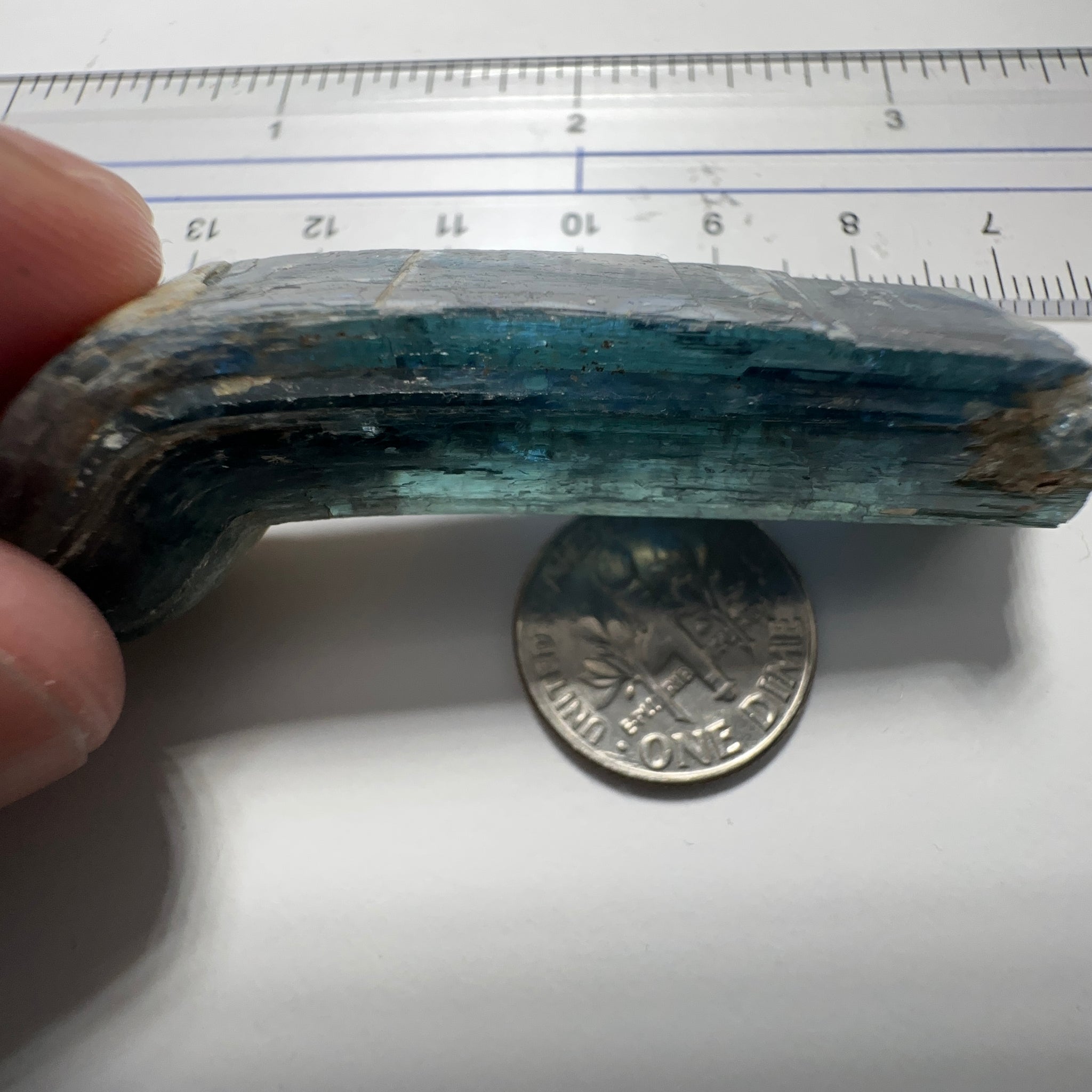 Blue Kyanite Crystal, 137.45ct, Kenya, Untreated Unheated, naturally curved