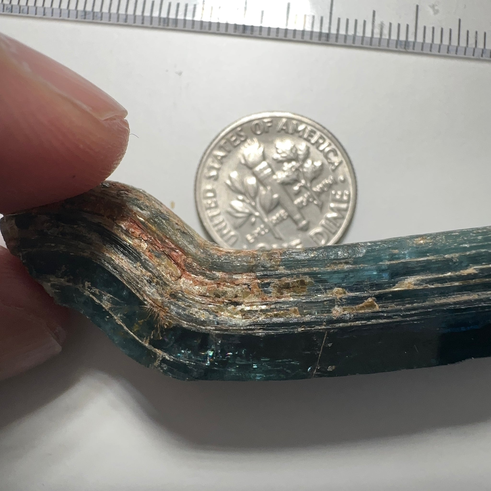 Blue Kyanite Crystal, 137.45ct, Kenya, Untreated Unheated, naturally curved