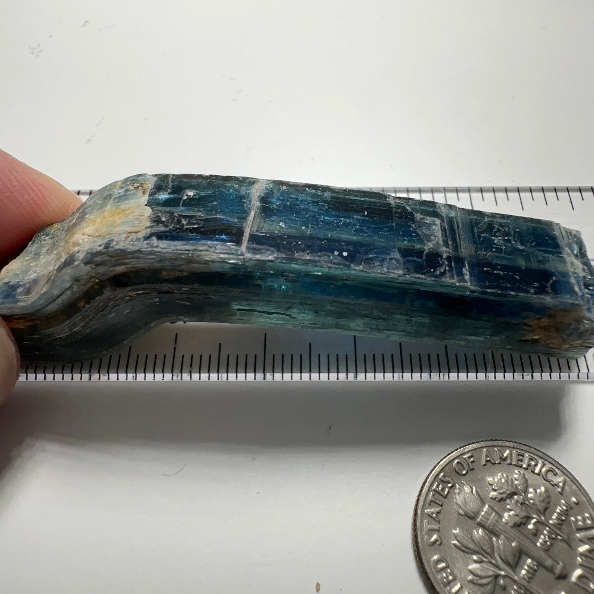 Blue Kyanite Crystal, 137.45ct, Kenya, Untreated Unheated, naturally curved