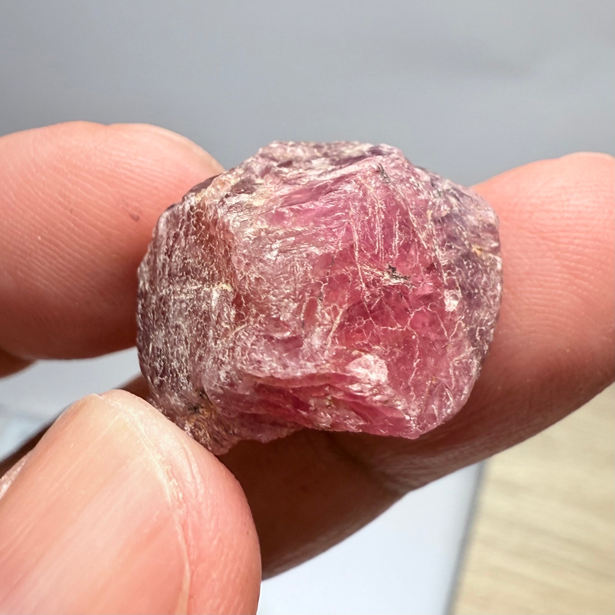 Ruby/Sapphire Crystal, Untreated Unheated, Tanzania, a dab of oil will remove the white dryness on the skin, Translucent, 63.88ct