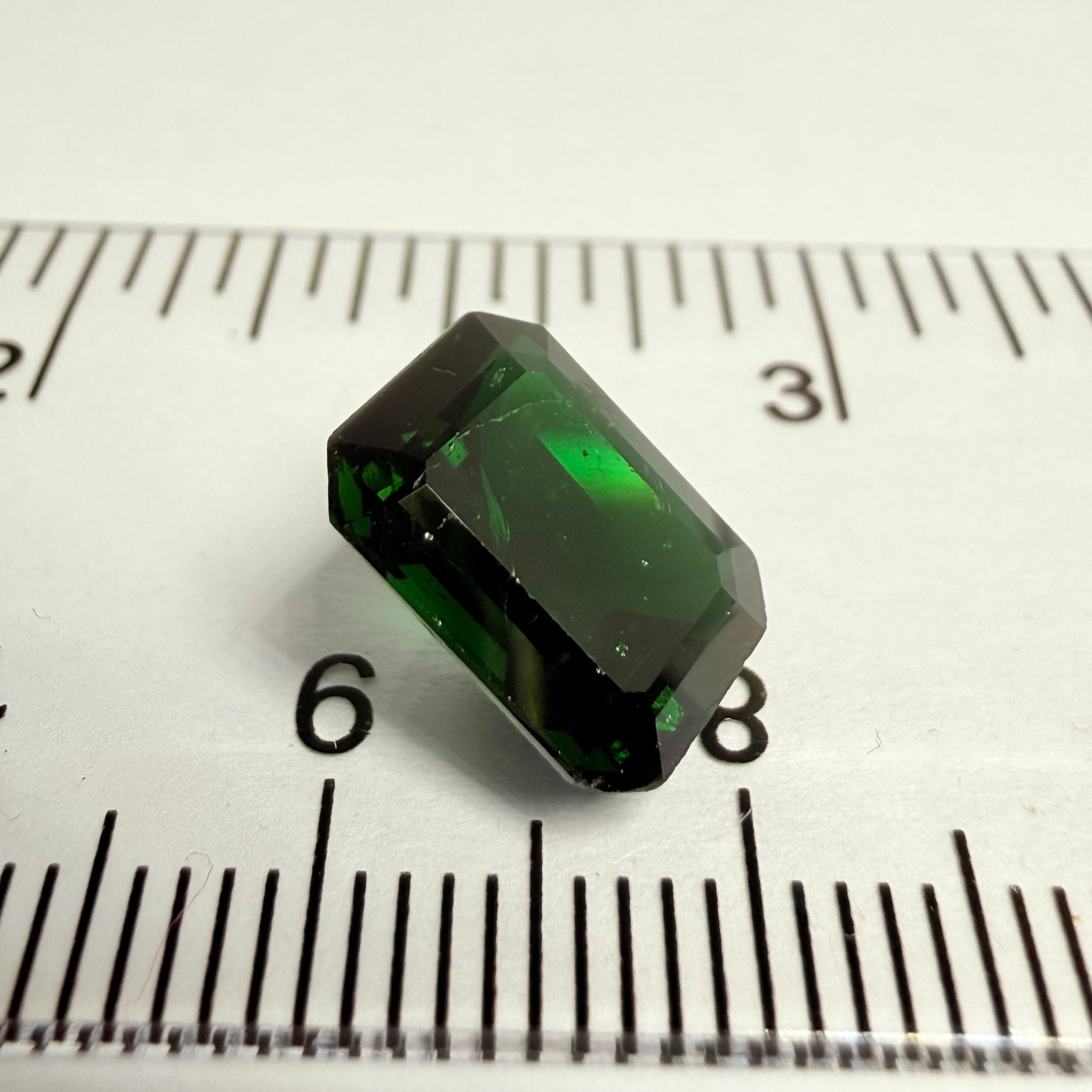 Chrome Tourmaline, 3.77ct, Tanzania, Untreated Unheated, scratches on the polish, needs a re polish. Slightly included inside