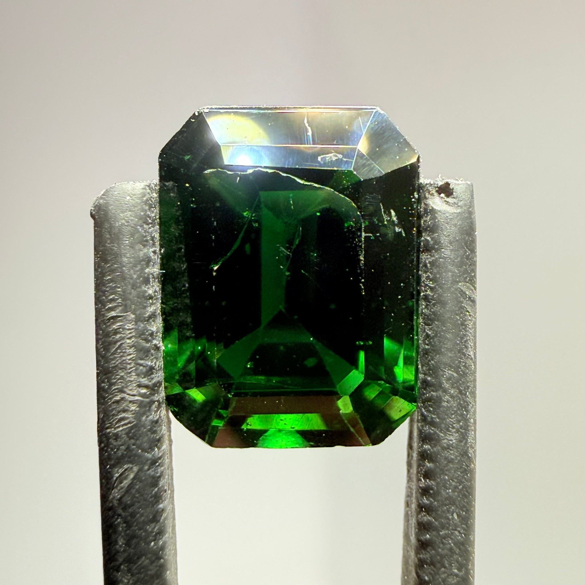 Chrome Tourmaline, 3.77ct, Tanzania, Untreated Unheated, scratches on the polish, needs a re polish. Slightly included inside