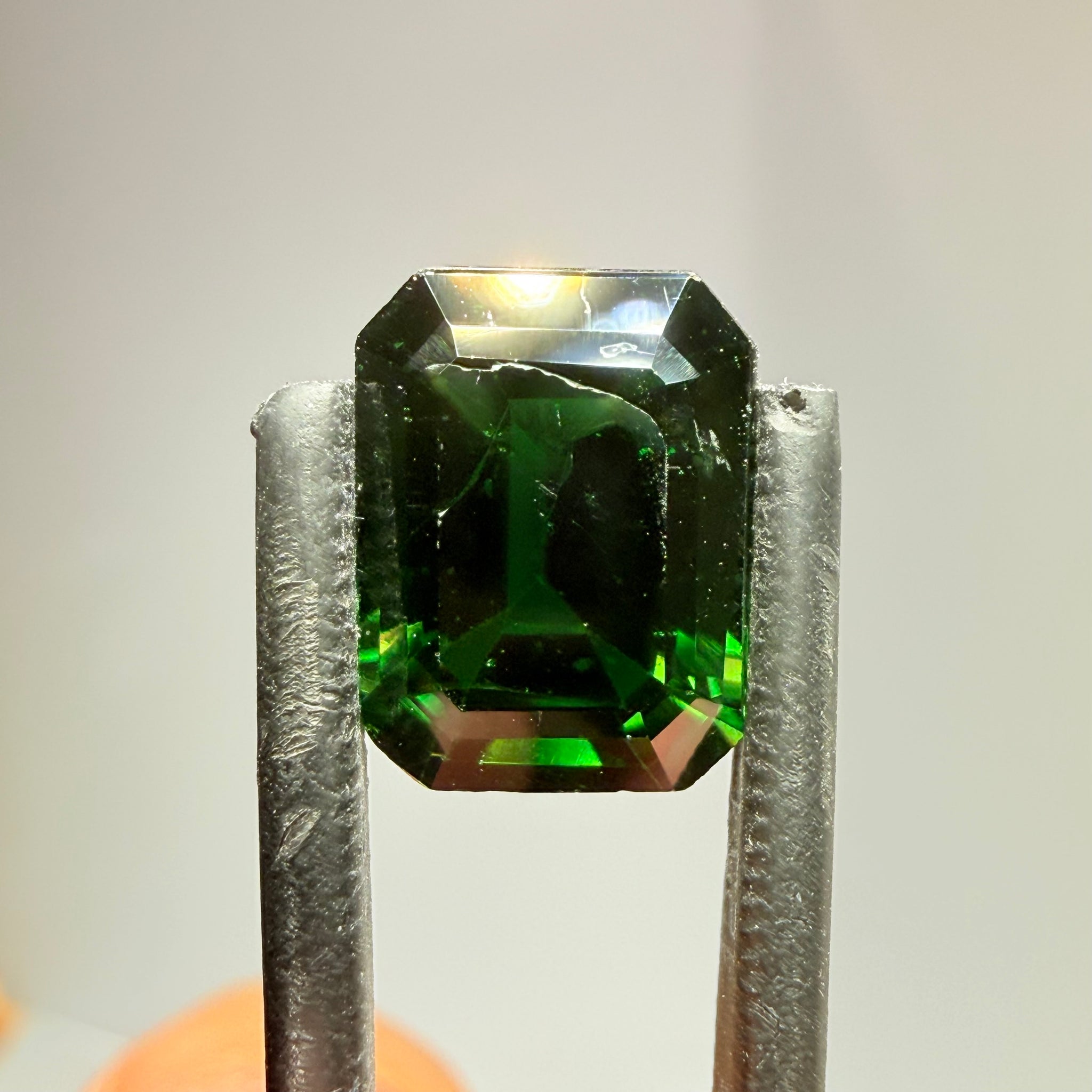Chrome Tourmaline, 3.77ct, Tanzania, Untreated Unheated, scratches on the polish, needs a re polish. Slightly included inside