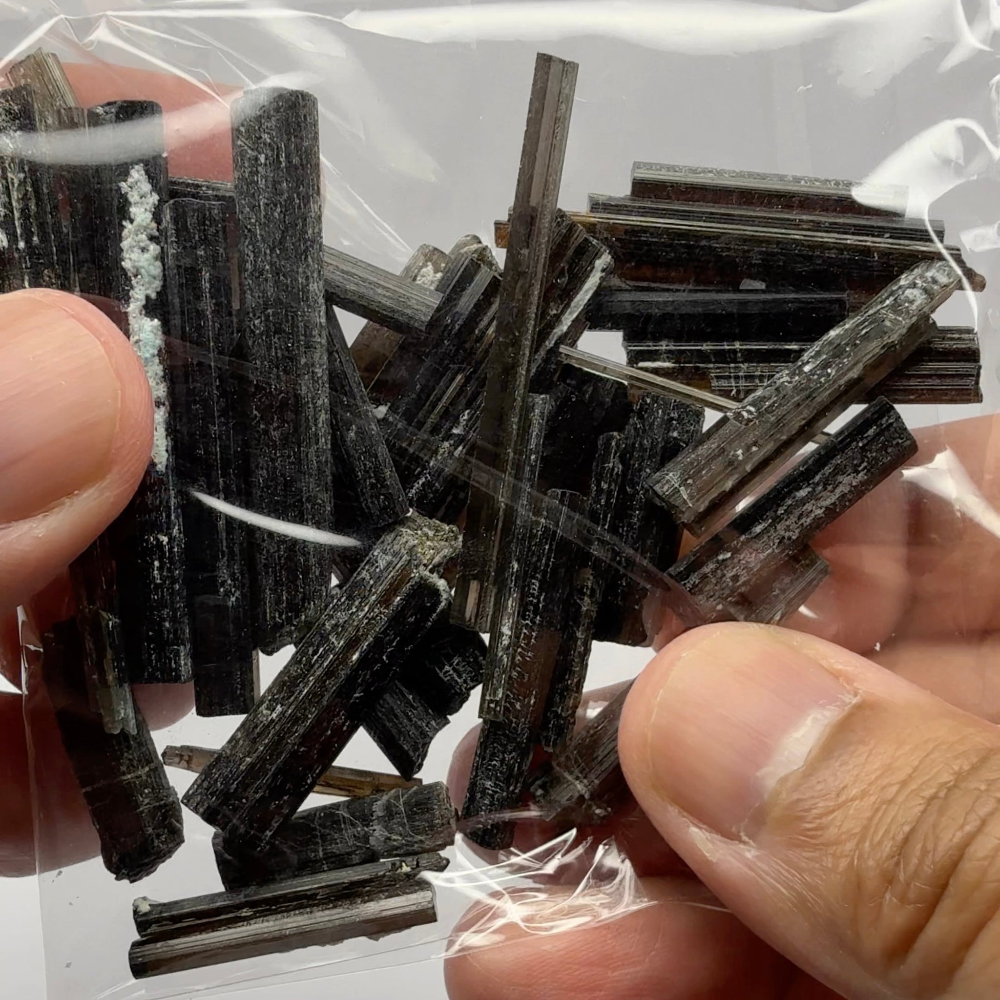 Tourmaline crystals bag, many transparent crystals here, Mwajanga, Tanzania, Untreated Unheated