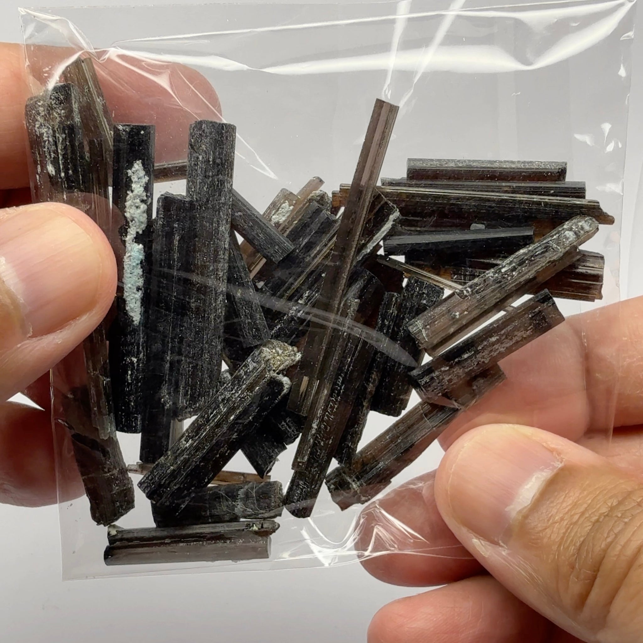 Tourmaline crystals bag, many transparent crystals here, Mwajanga, Tanzania, Untreated Unheated