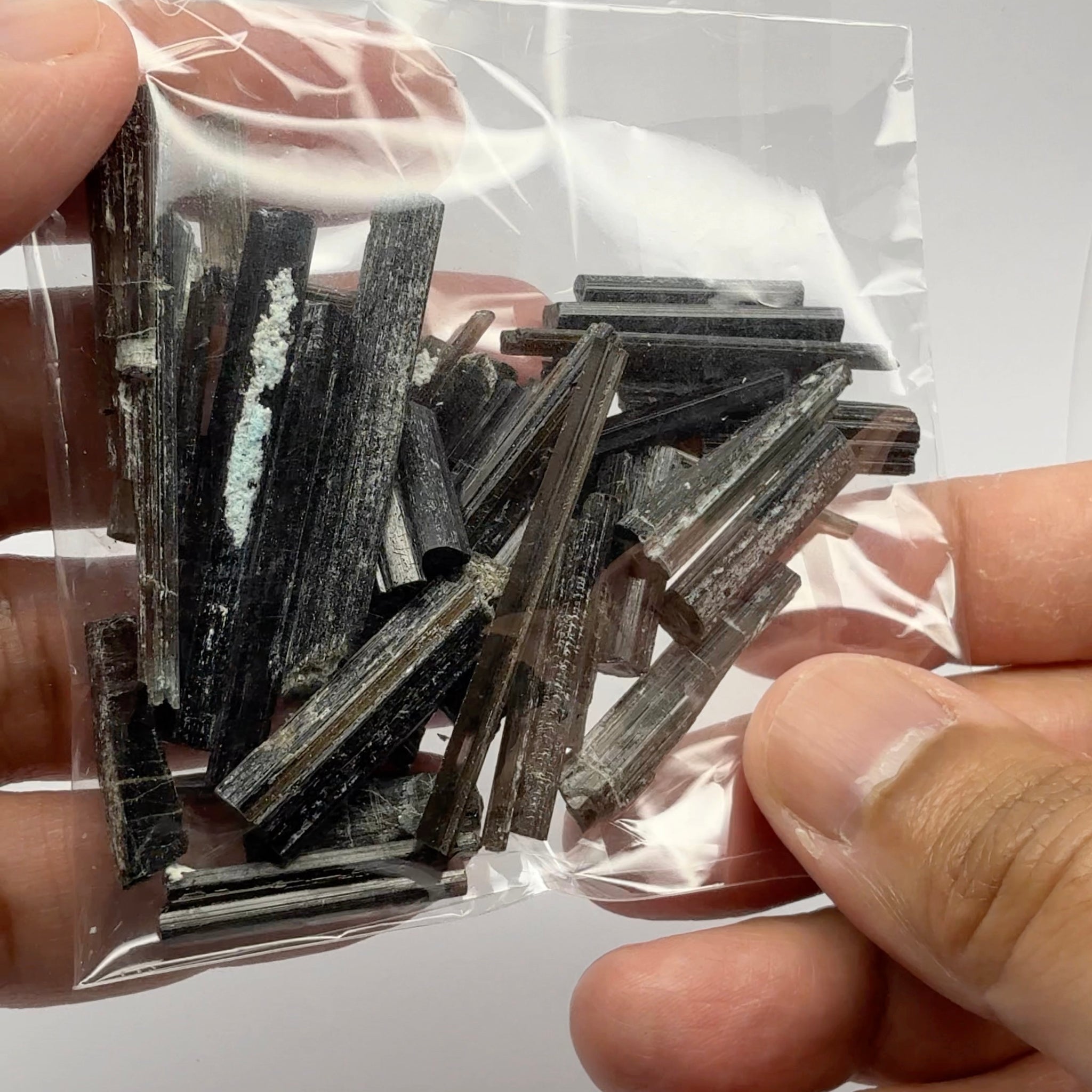 Tourmaline crystals bag, many transparent crystals here, Mwajanga, Tanzania, Untreated Unheated