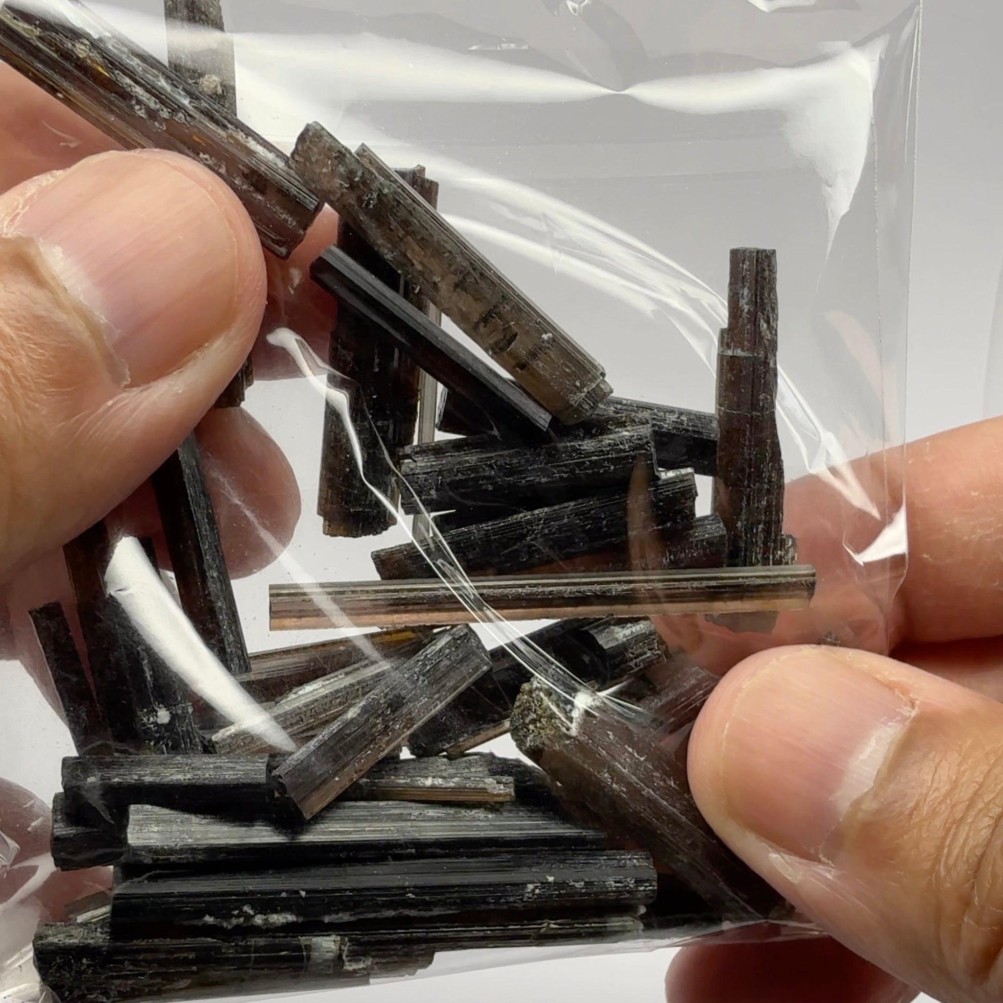 Tourmaline crystals bag, many transparent crystals here, Mwajanga, Tanzania, Untreated Unheated