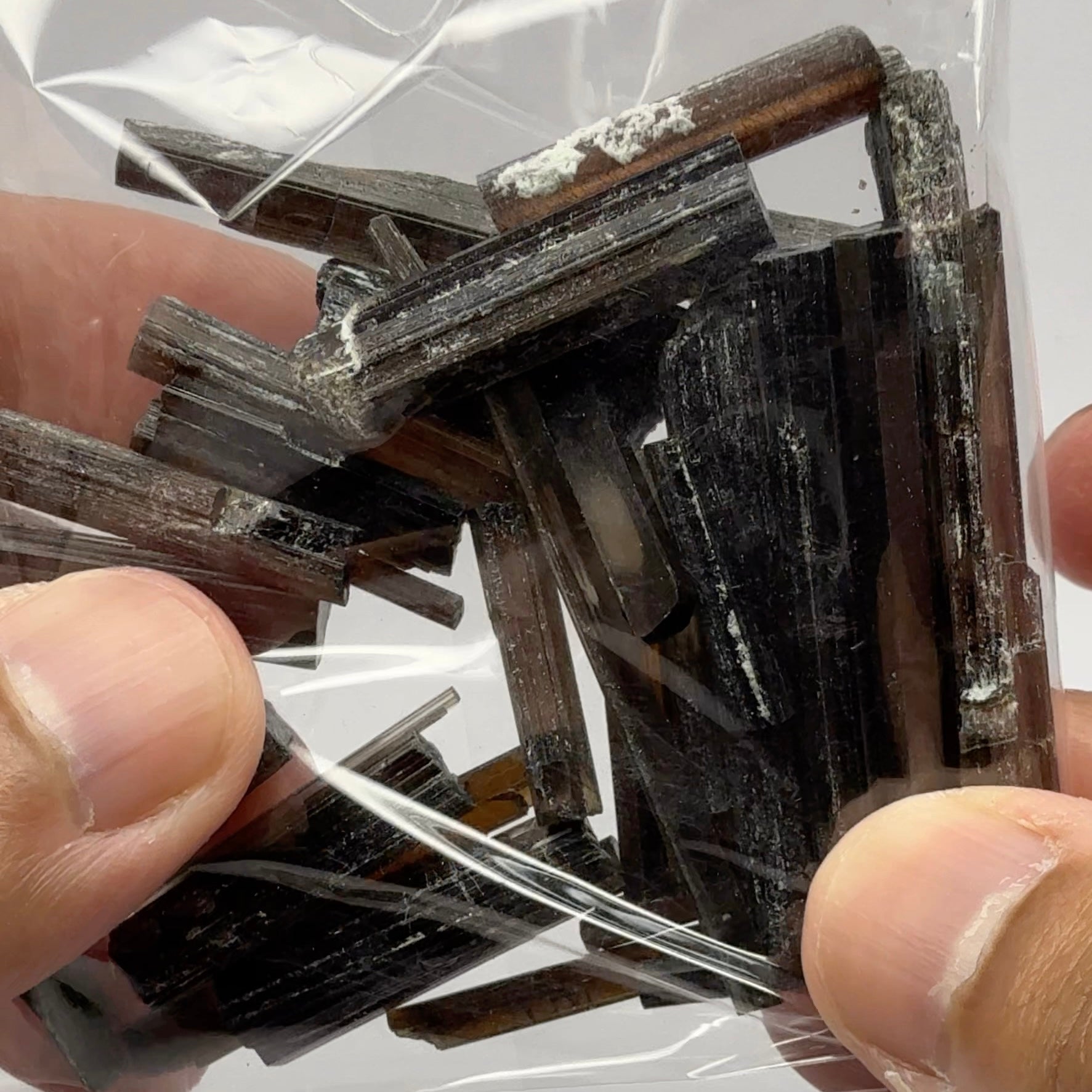 Tourmaline crystals bag, many transparent crystals here, Mwajanga, Tanzania, Untreated Unheated