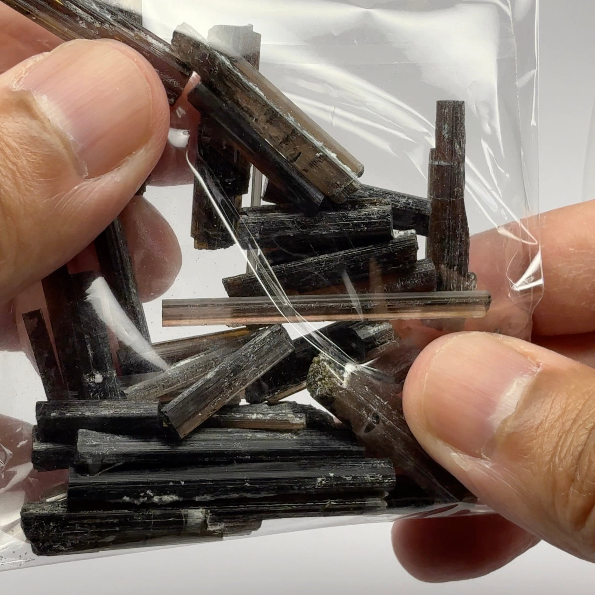 Tourmaline crystals bag, many transparent crystals here, Mwajanga, Tanzania, Untreated Unheated