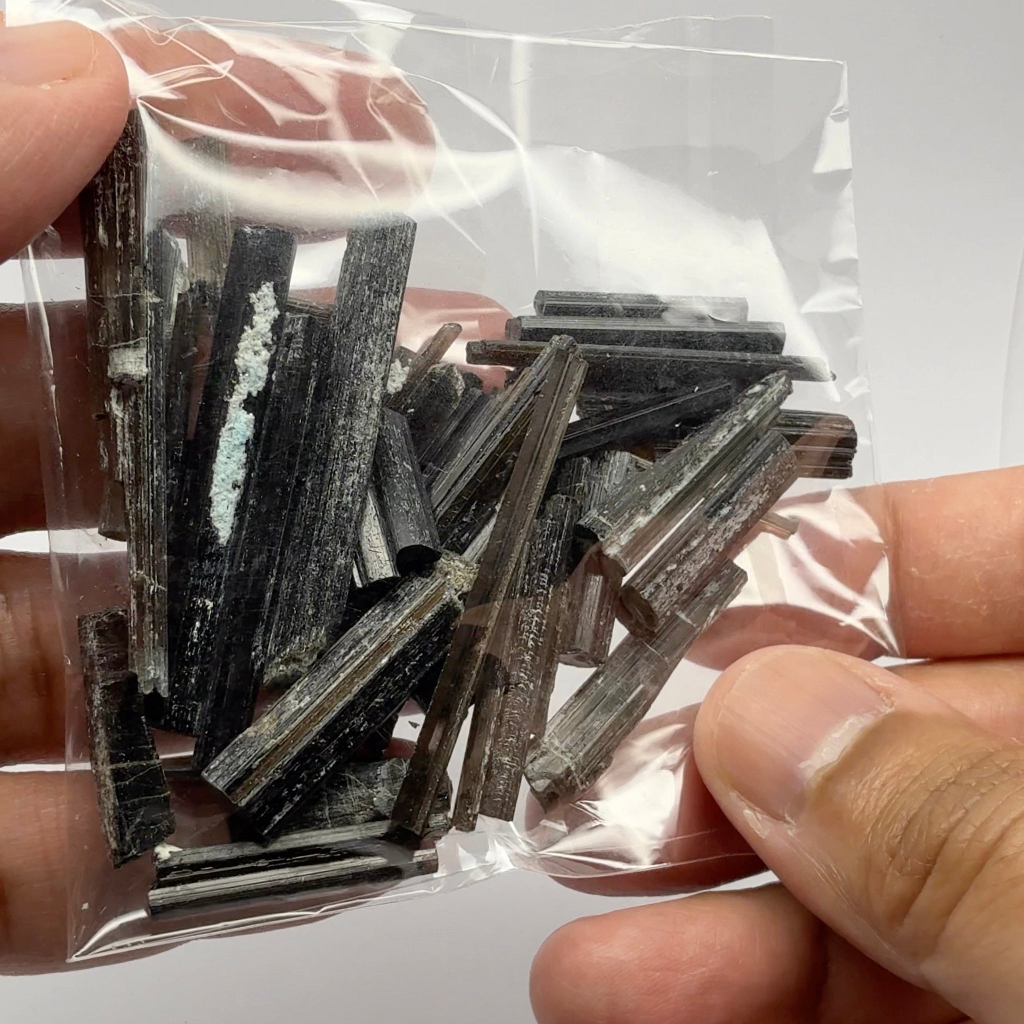 Tourmaline crystals bag, many transparent crystals here, Mwajanga, Tanzania, Untreated Unheated