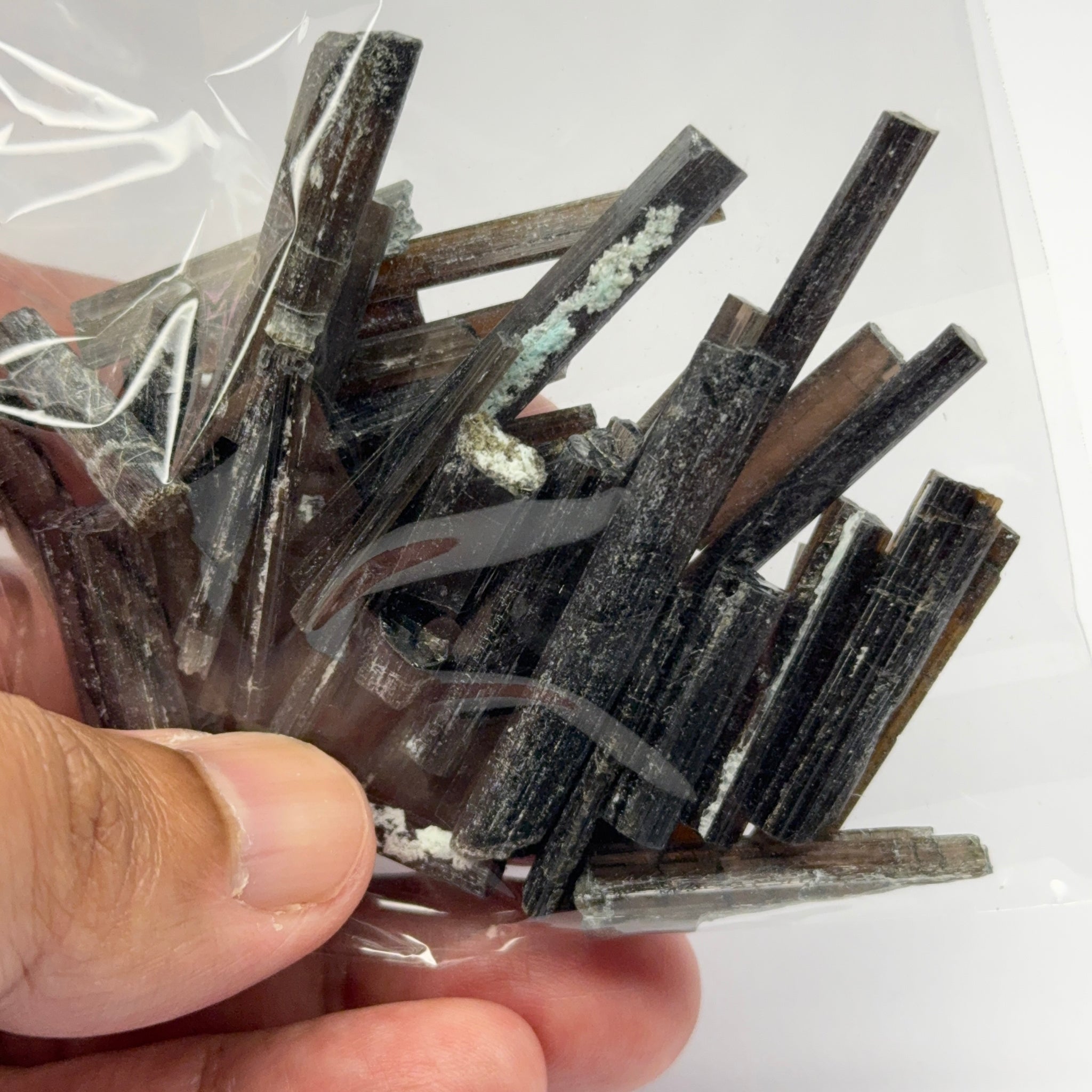 Tourmaline crystals bag, many transparent crystals here, Mwajanga, Tanzania, Untreated Unheated
