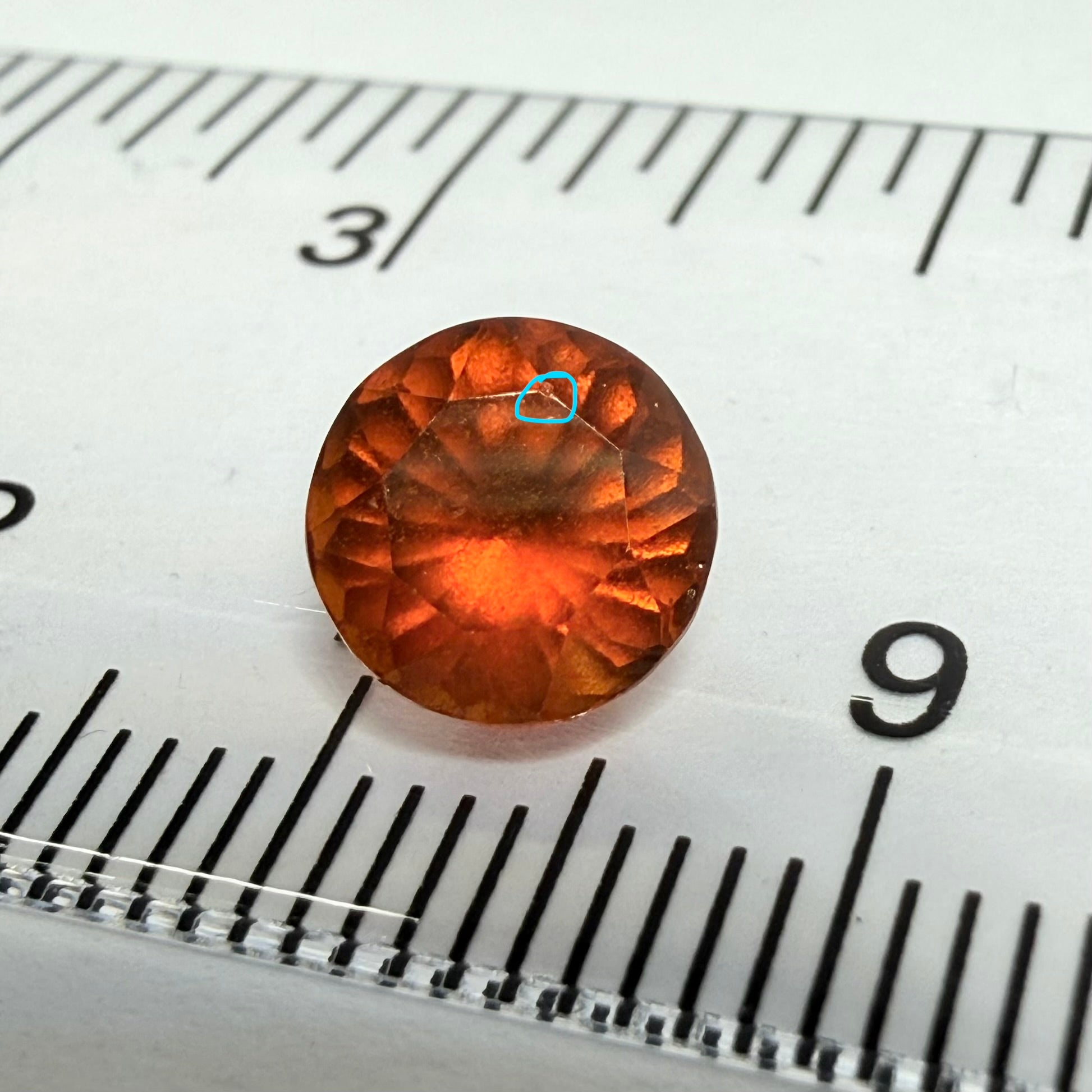 Hessonite Garnet, 1.77ct, Tanzania, Untreated Unheated, slight damage where the table meets the crown star facet, it’s not really noticeable, I have circled