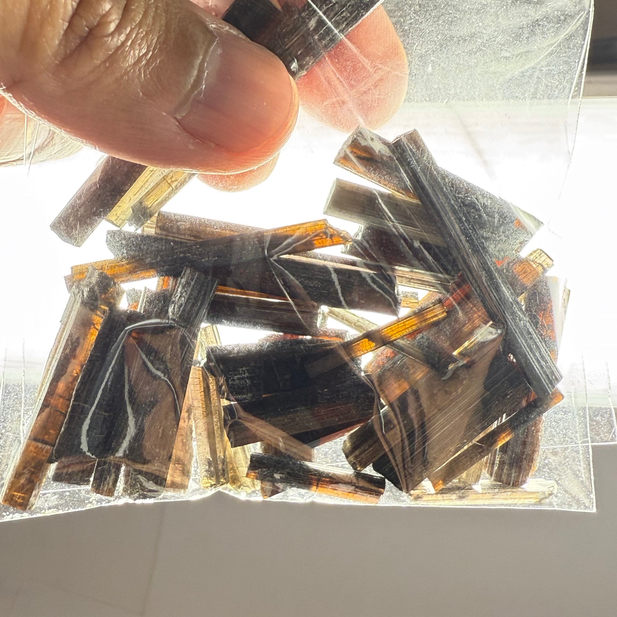 Tourmaline crystals bag, many transparent crystals here, Mwajanga, Tanzania, Untreated Unheated