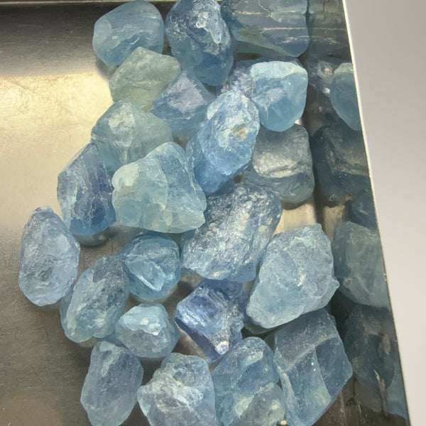 Blue Apatite Crystals from Merelani, Tanzania, Untreated Unheated. SINGLES price is per piece sold on a blind pour basis, specimen grade