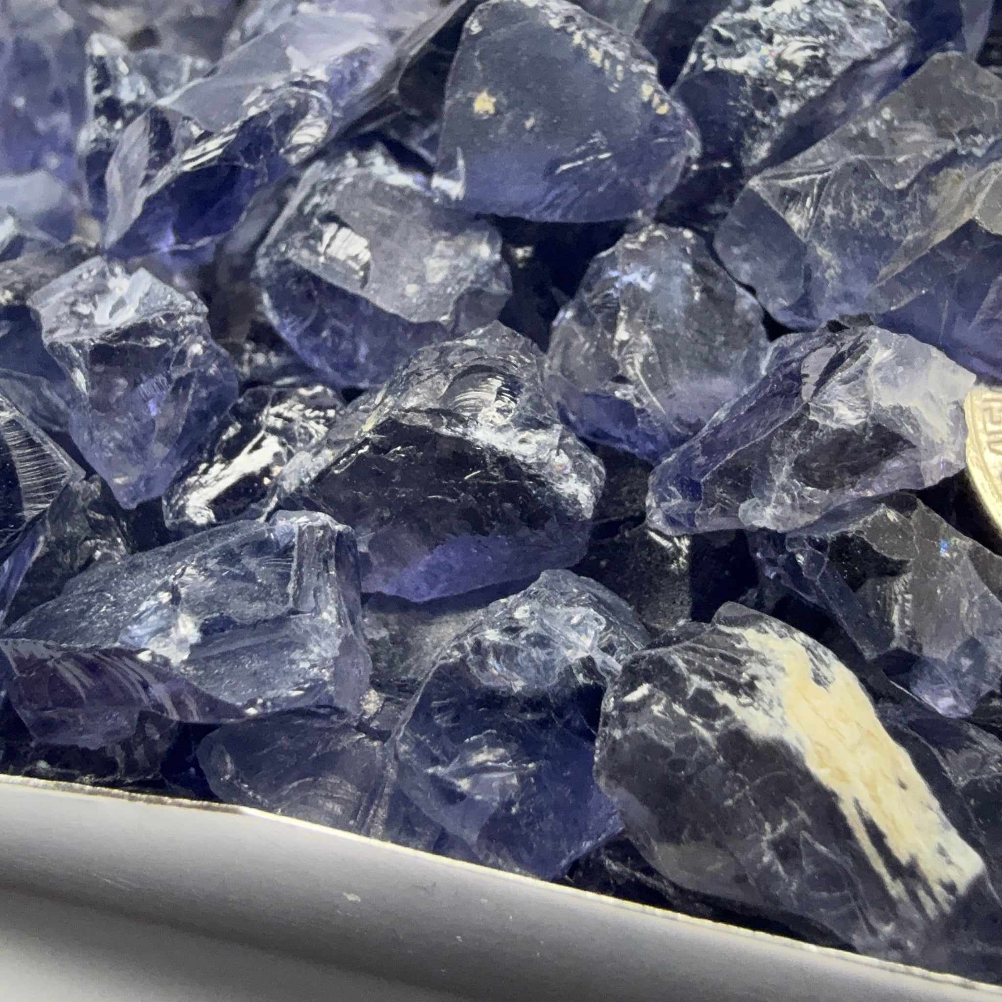 Iolite from Babati, Tanzania, Untreated Unheated, FACETING ROUGH, EYE CLEAN SINGLES- price is per stone on a bind pour basis, av size is 2.6ct
