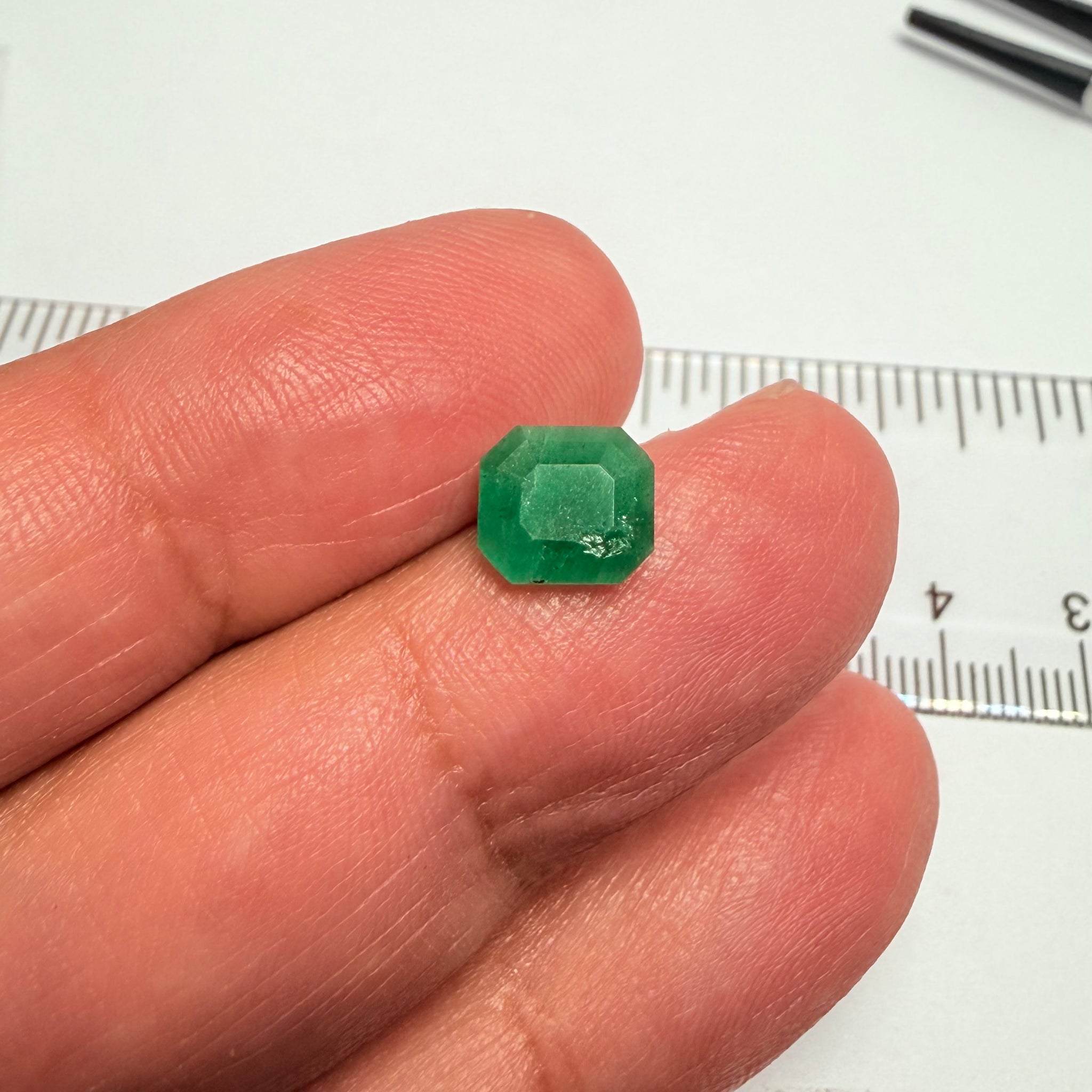 Emerald, 1.26ct, Tanzania, Untreated Unheated, no oil, slight natural chip for the natural formation of the crystal, its on the crown table facet, price reflects