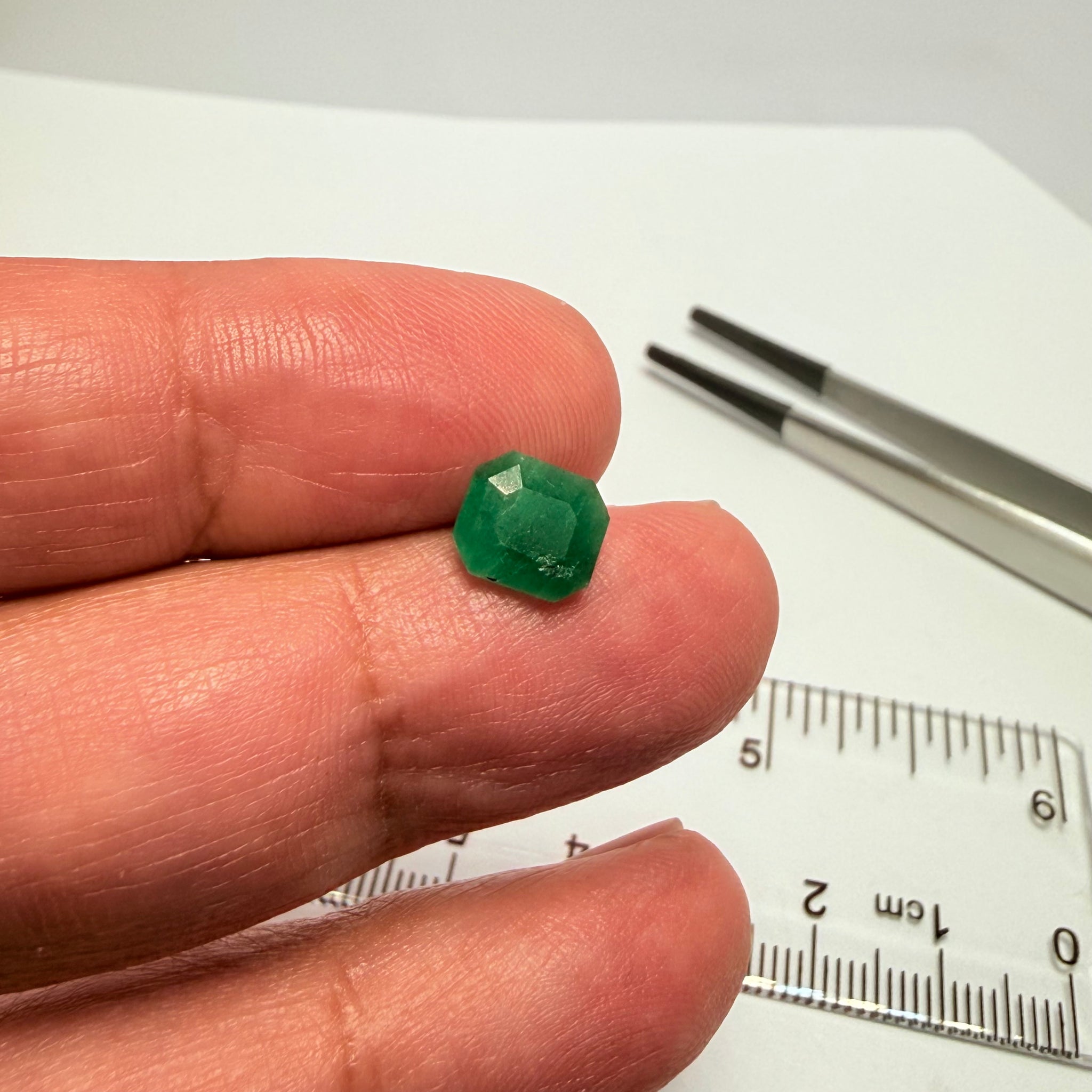 Emerald, 1.26ct, Tanzania, Untreated Unheated, no oil, slight natural chip for the natural formation of the crystal, its on the crown table facet, price reflects