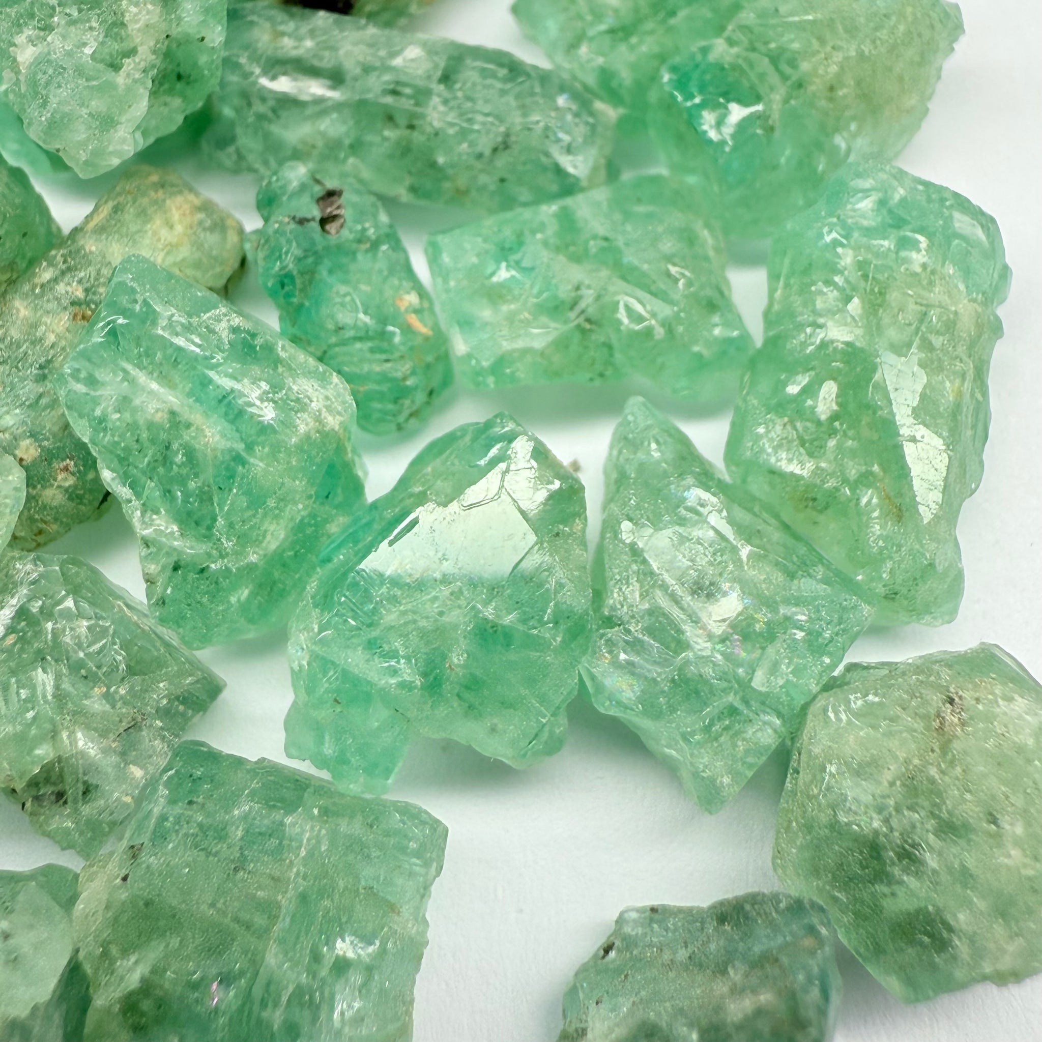 Etched Emerald Crystals, Magara, Lake Manyara, Tanzania, Untreated Unheated. SINGLES price is per piece, sold on a blind pour, they’re nicely etched but not the usual top notch grade