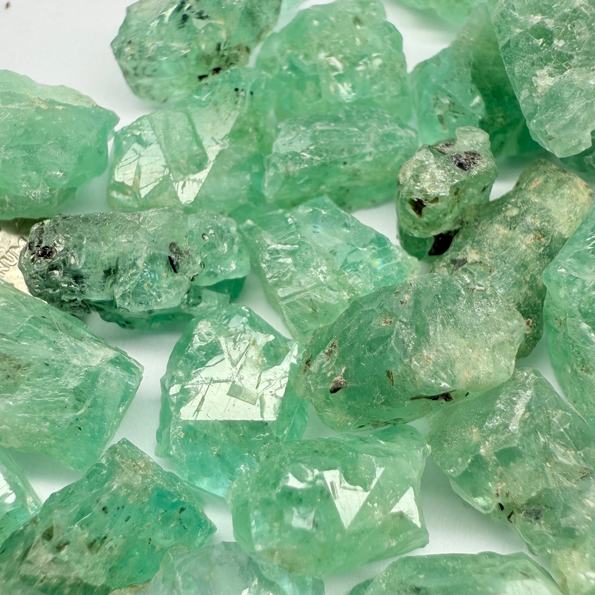 Etched Emerald Crystals, Magara, Lake Manyara, Tanzania, Untreated Unheated. SINGLES price is per piece, sold on a blind pour, they’re nicely etched but not the usual top notch grade