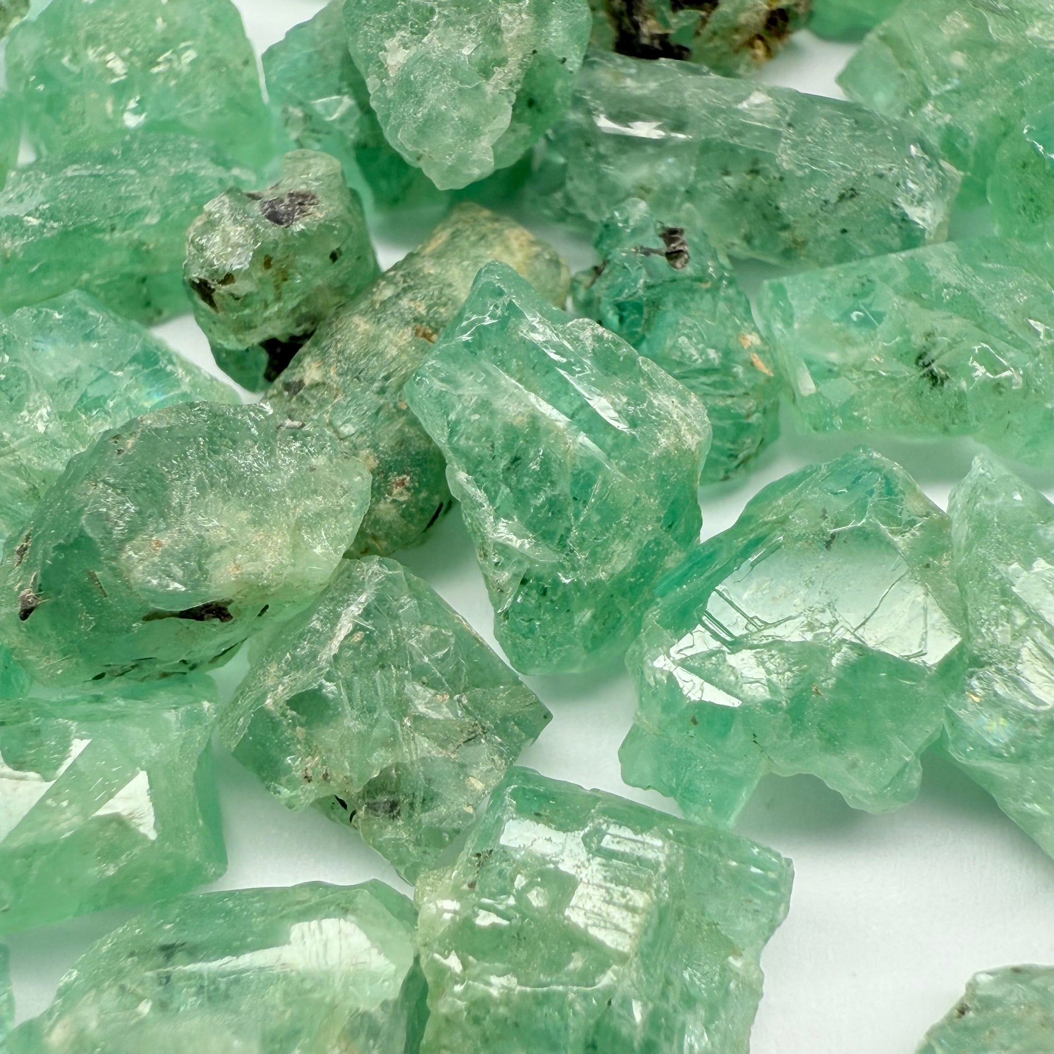 Etched Emerald Crystals, Magara, Lake Manyara, Tanzania, Untreated Unheated. SINGLES price is per piece, sold on a blind pour, they’re nicely etched but not the usual top notch grade