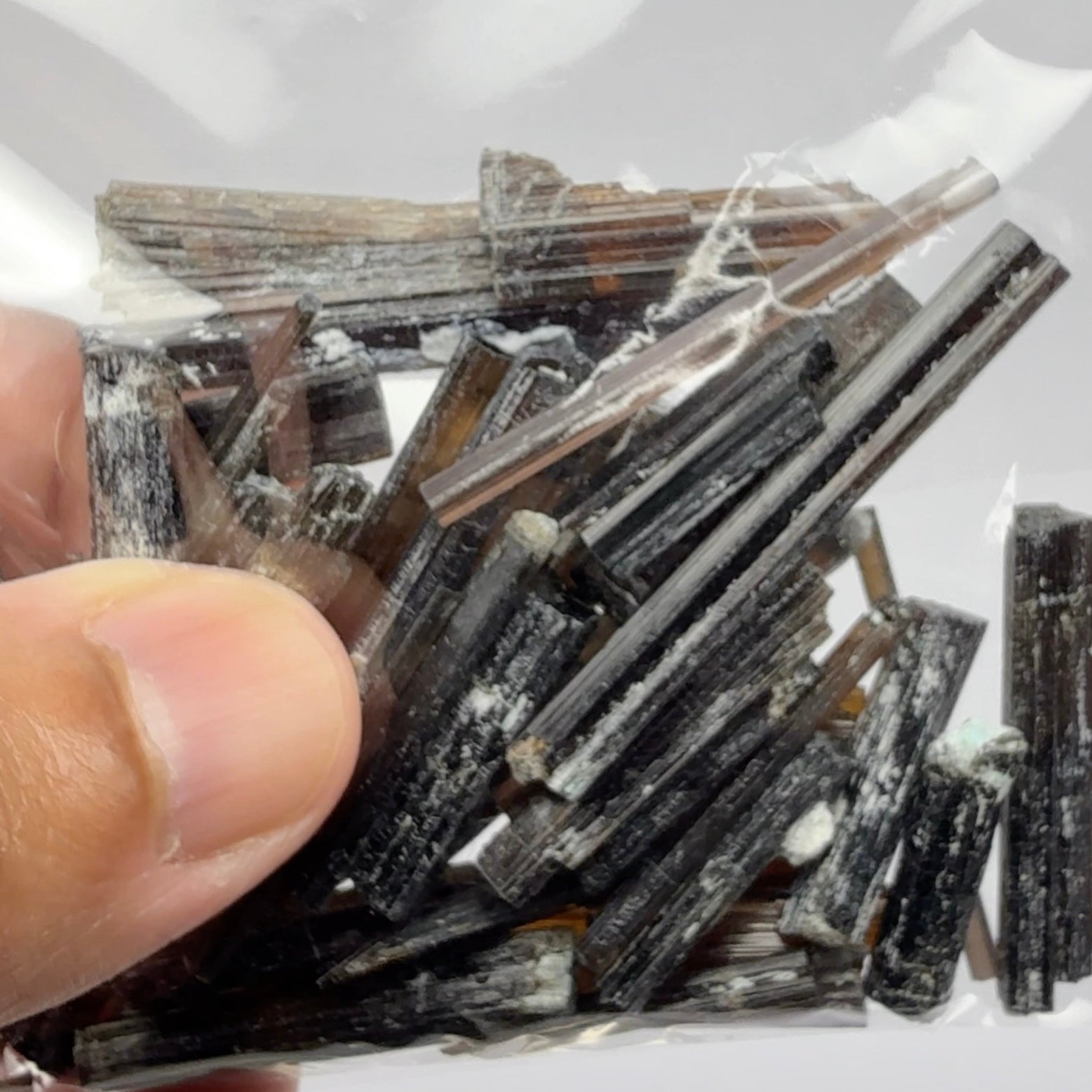 Tourmaline crystals bag, many transparent crystals here, Mwajanga, Tanzania, Untreated Unheated