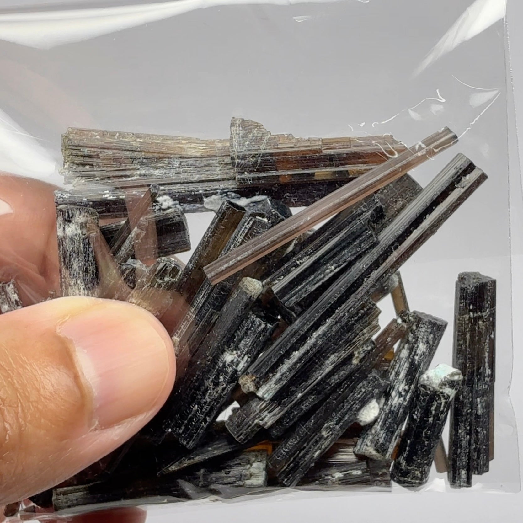 Tourmaline crystals bag, many transparent crystals here, Mwajanga, Tanzania, Untreated Unheated