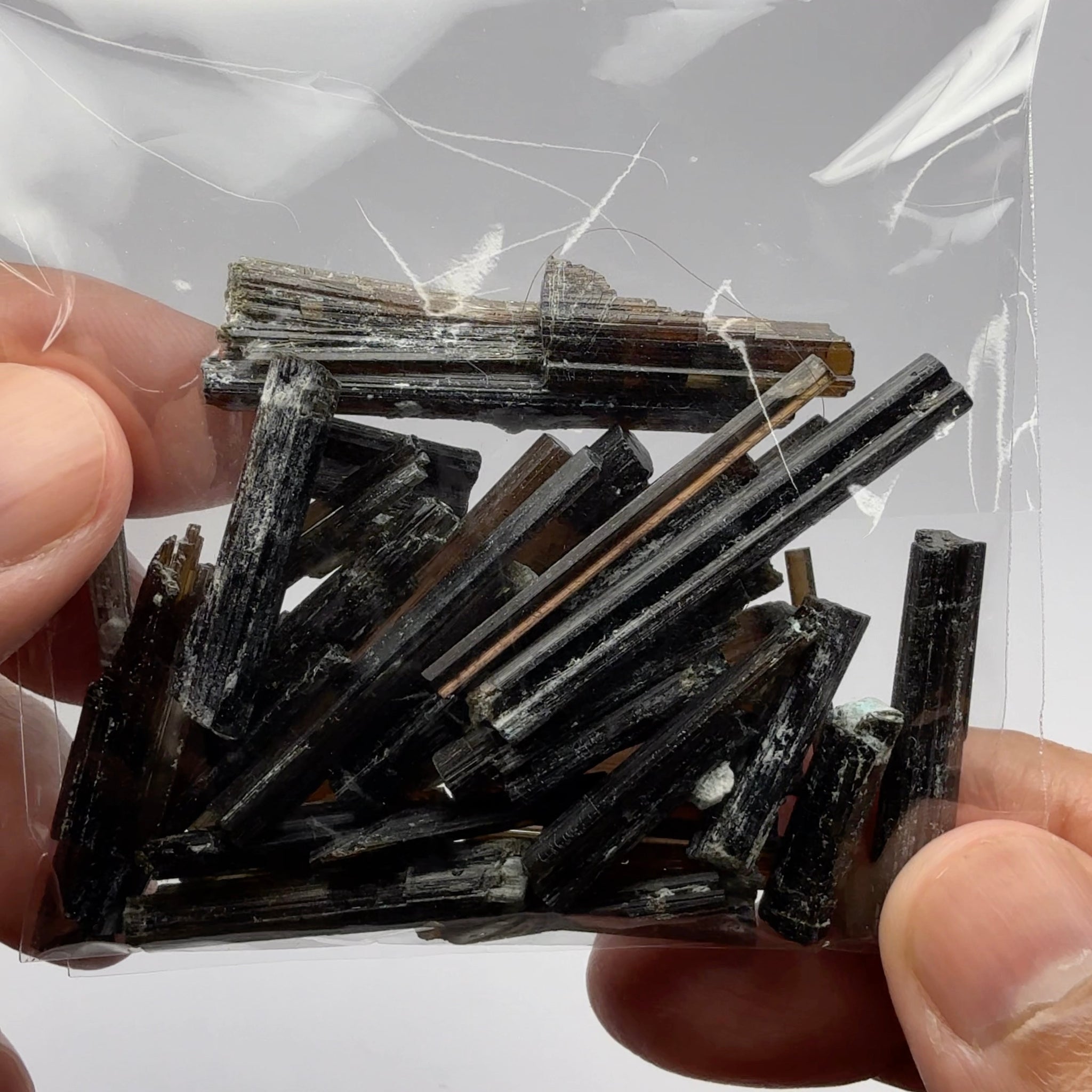 Tourmaline crystals bag, many transparent crystals here, Mwajanga, Tanzania, Untreated Unheated