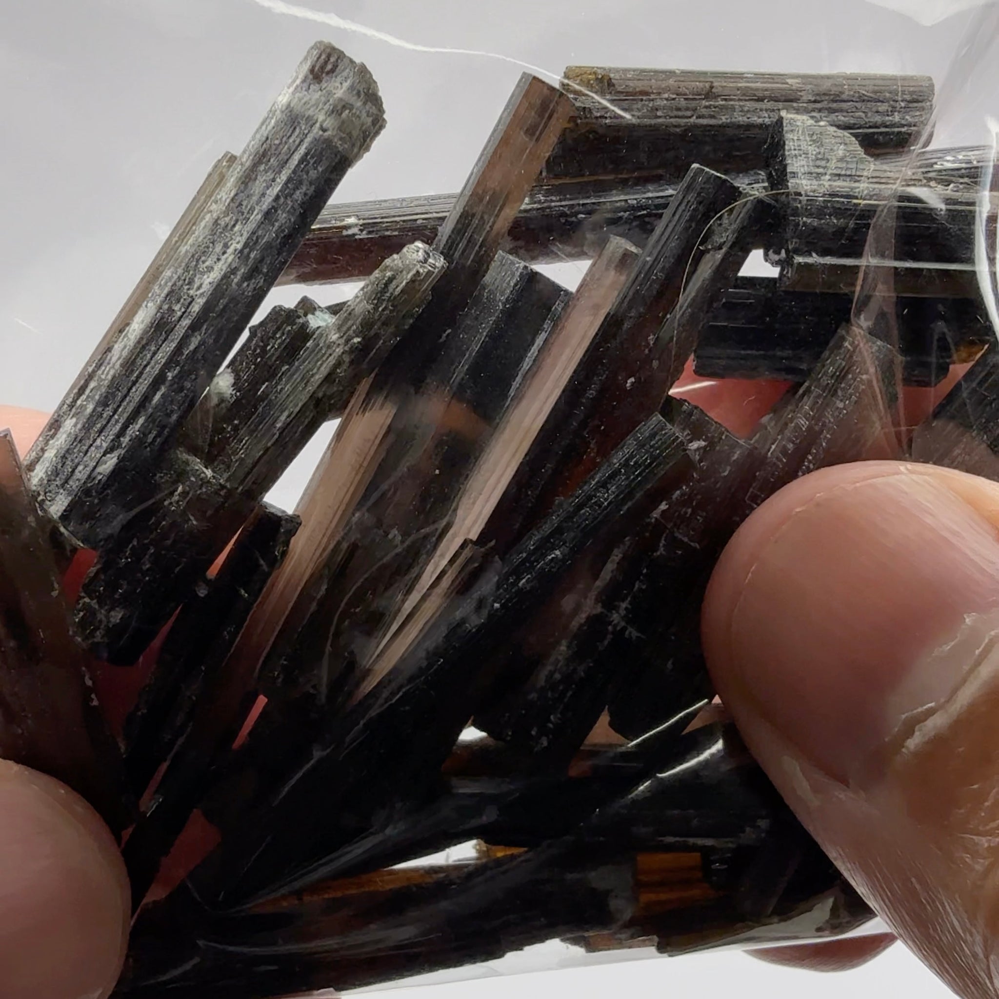 Tourmaline crystals bag, many transparent crystals here, Mwajanga, Tanzania, Untreated Unheated