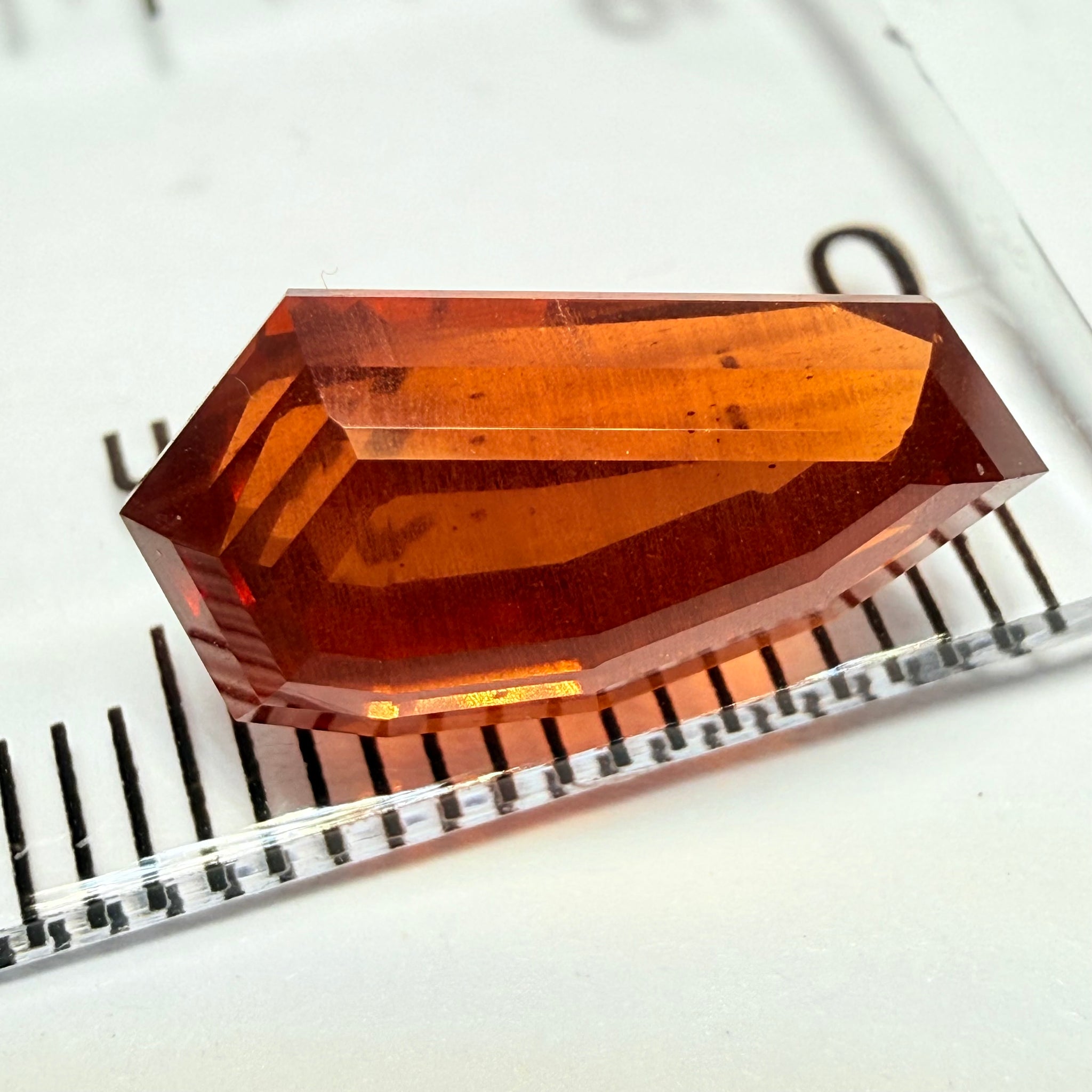 Fancy Freeform Precision Cut Malaya Garnet, 6.05ct, Umba, Tanzania, Untreated Unheated