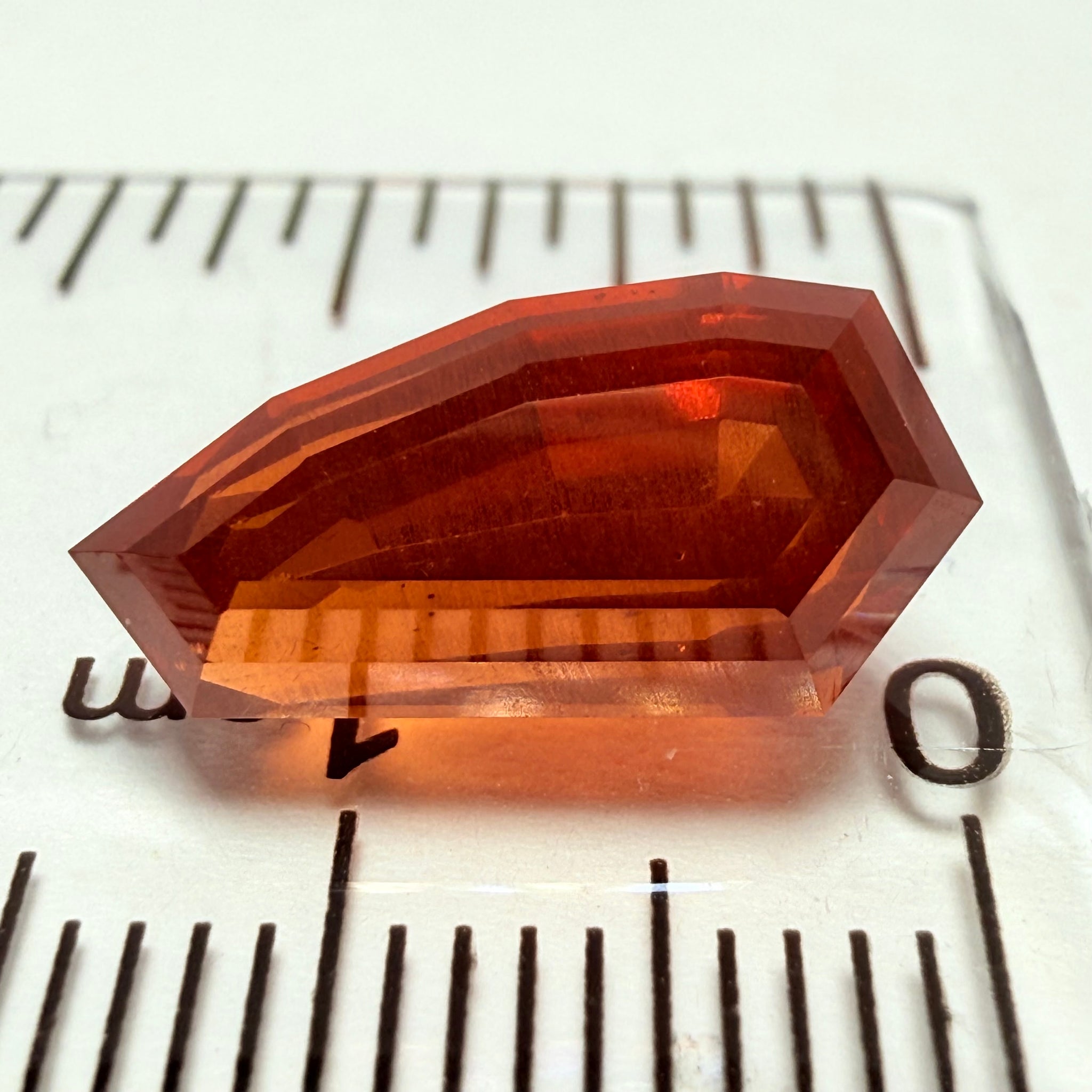 Fancy Freeform Precision Cut Malaya Garnet, 6.05ct, Umba, Tanzania, Untreated Unheated