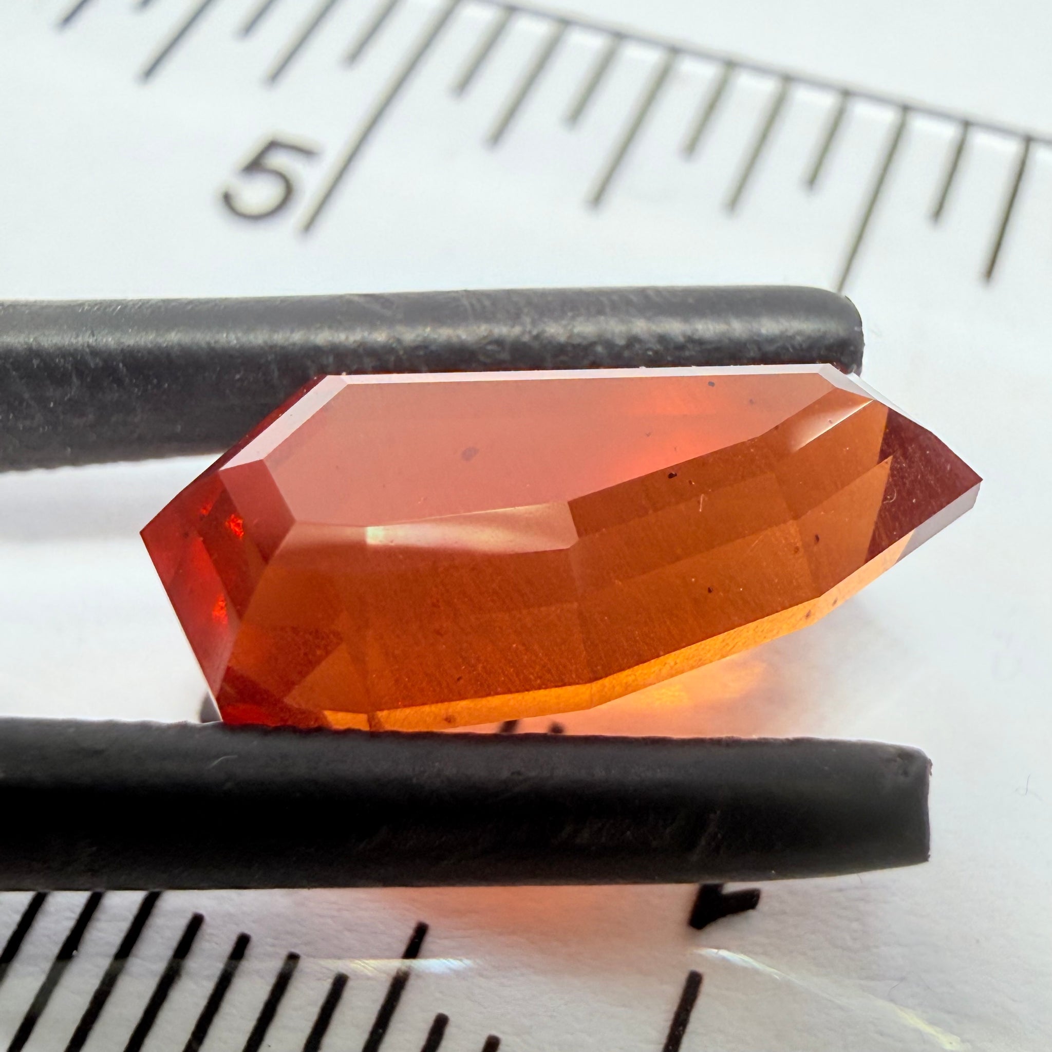 Fancy Freeform Precision Cut Malaya Garnet, 6.05ct, Umba, Tanzania, Untreated Unheated